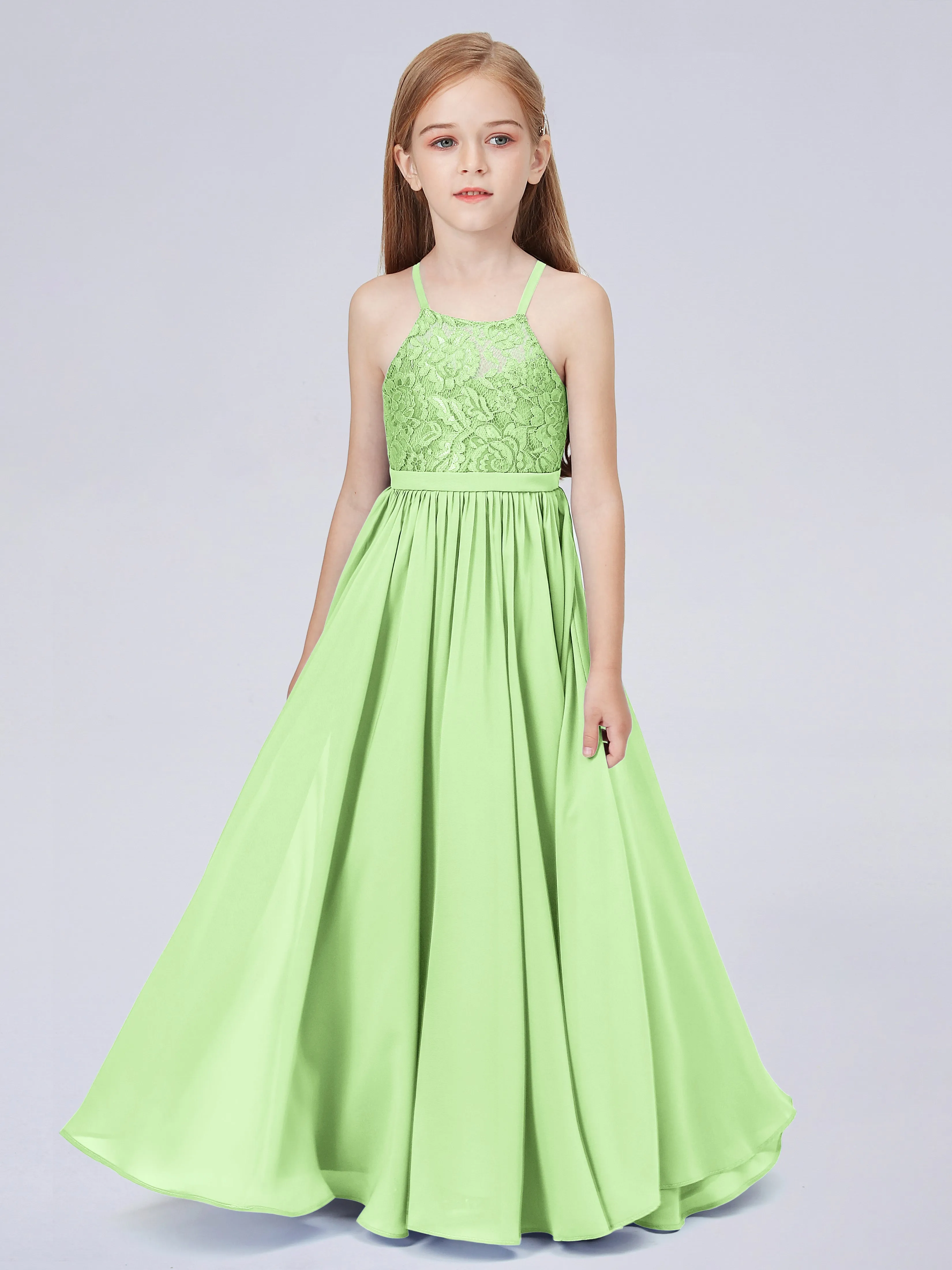 Halter Lace Junior Bridesmaid Dress