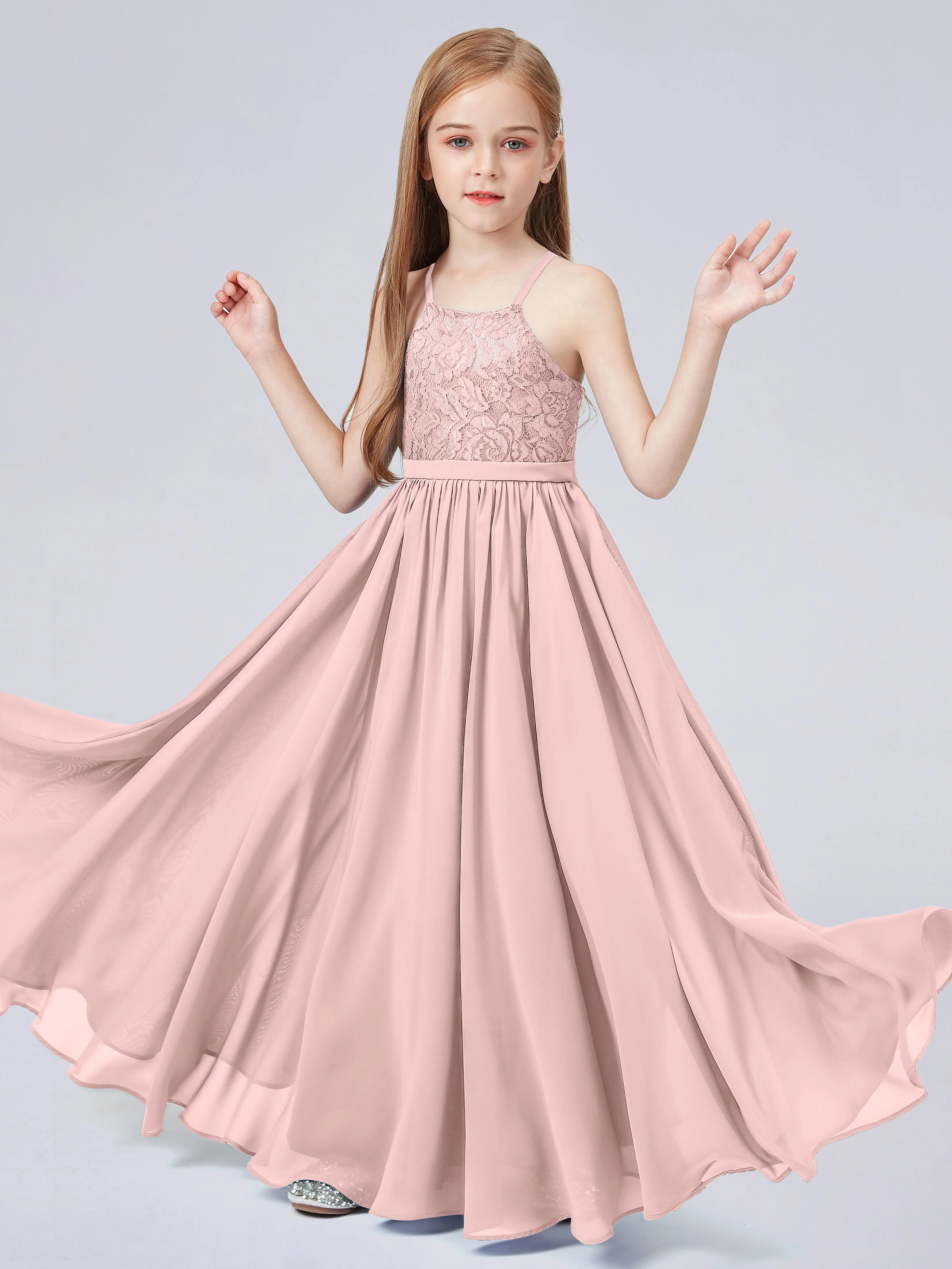 Halter Lace Junior Bridesmaid Dress