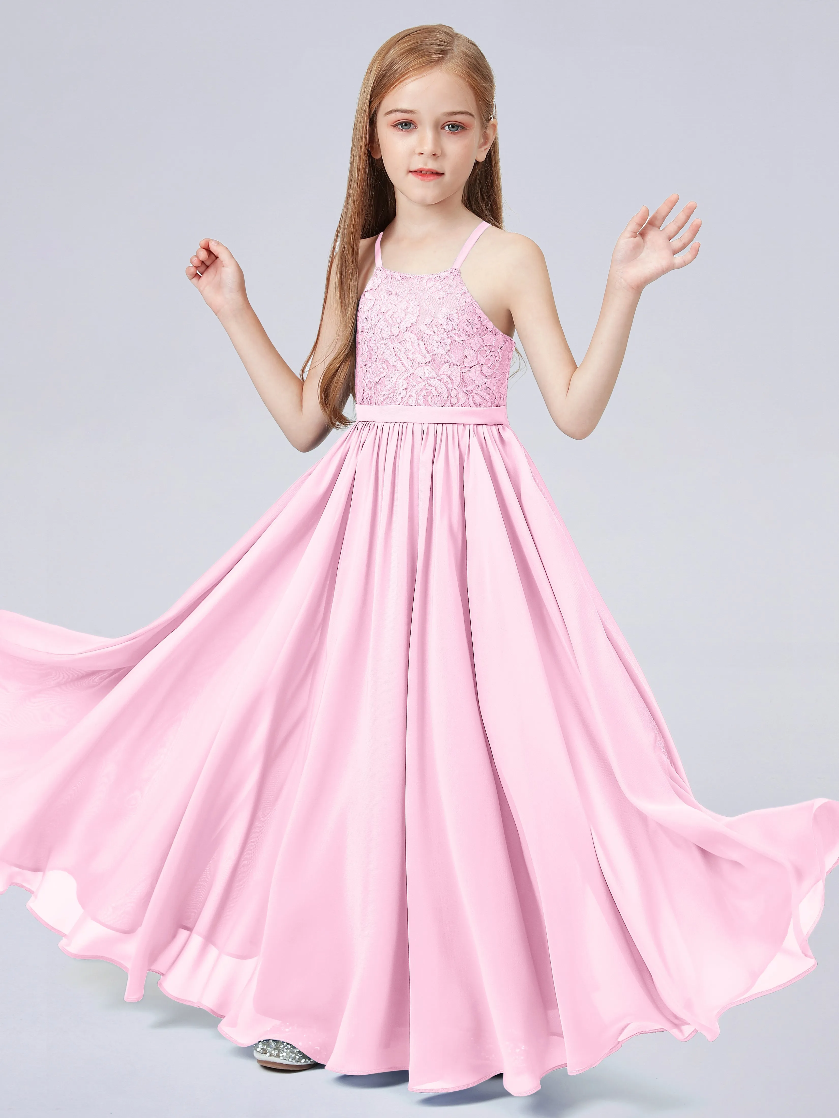 Halter Lace Junior Bridesmaid Dress