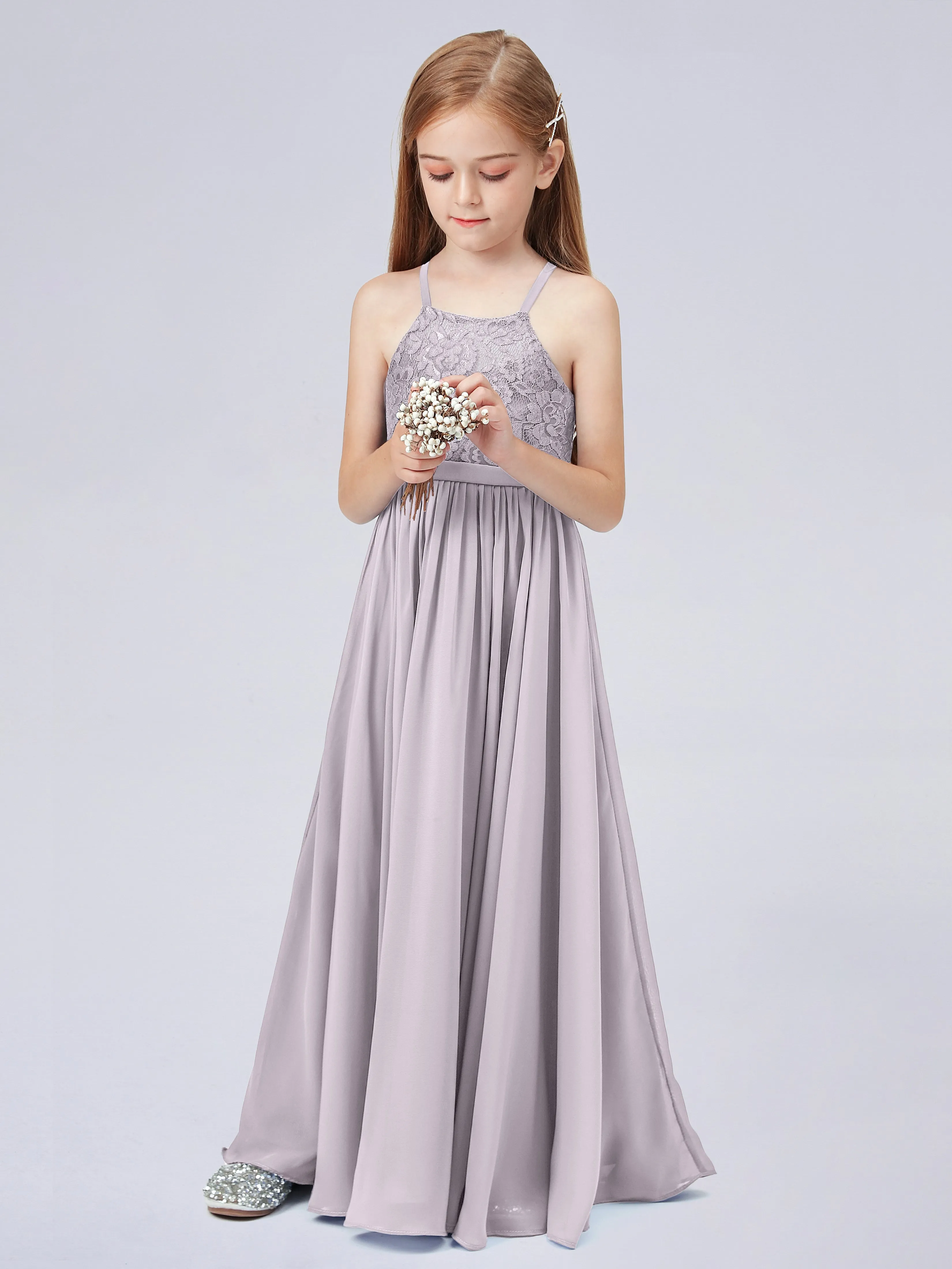 Halter Lace Junior Bridesmaid Dress