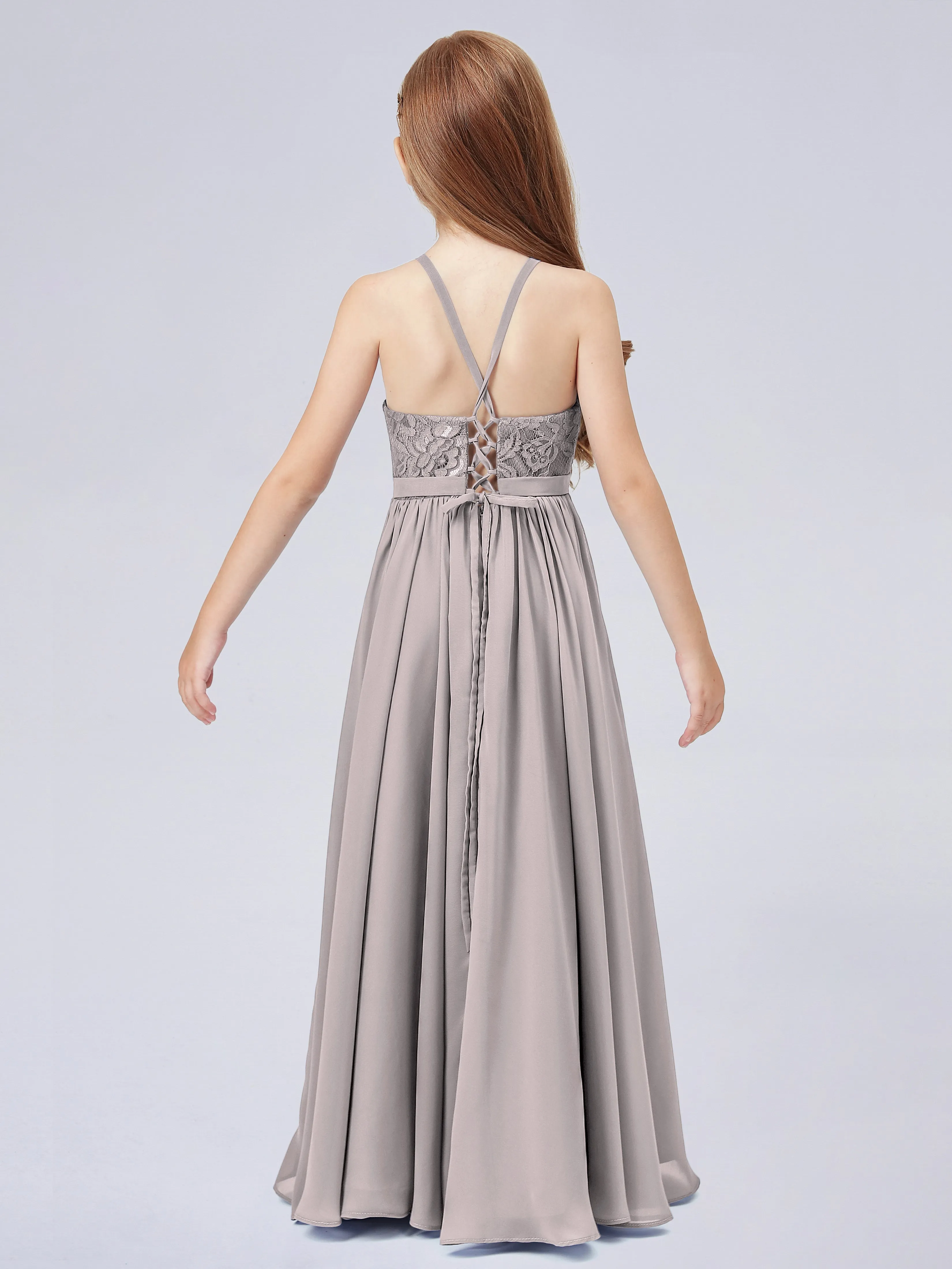 Halter Lace Junior Bridesmaid Dress