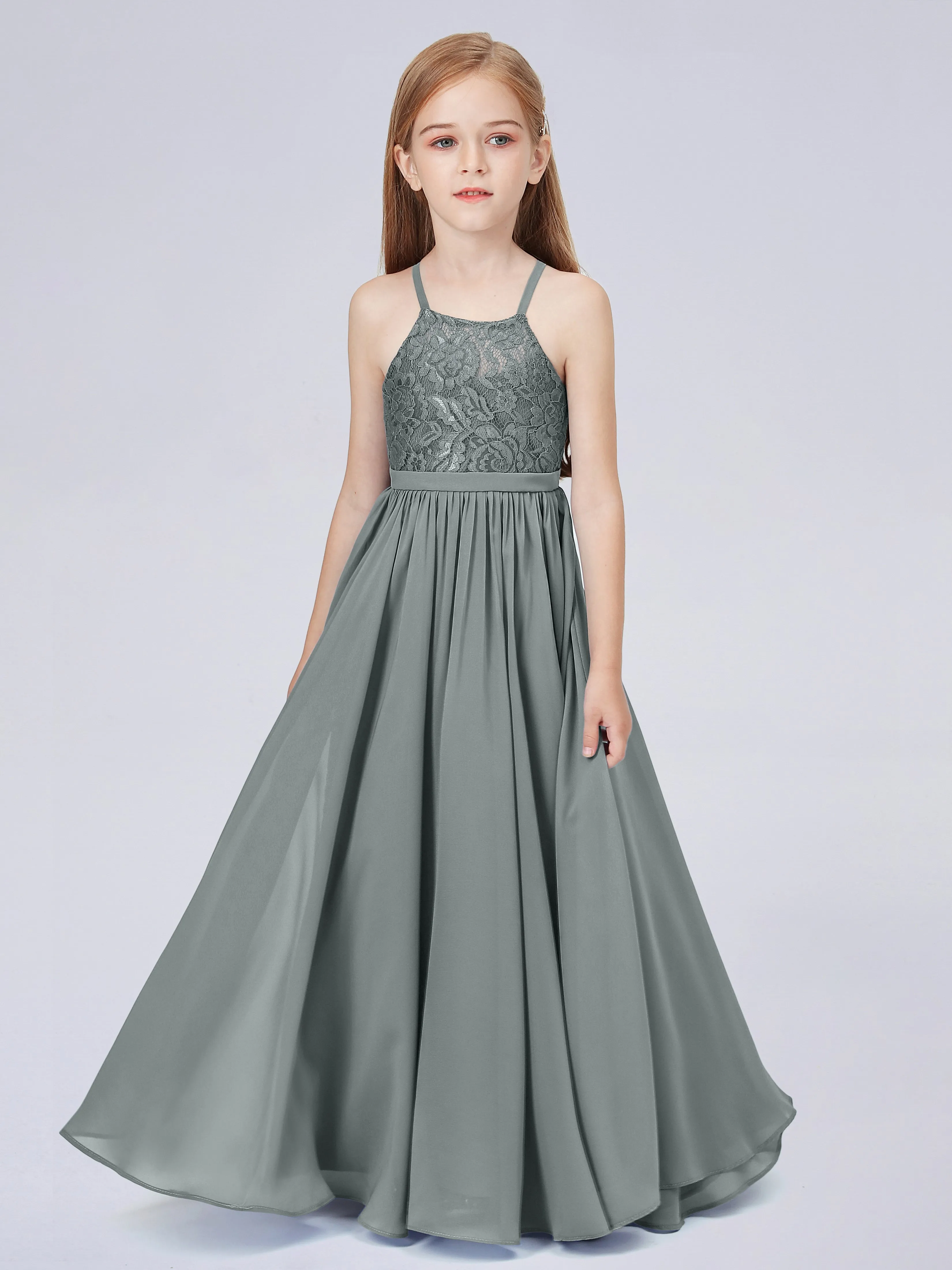 Halter Lace Junior Bridesmaid Dress