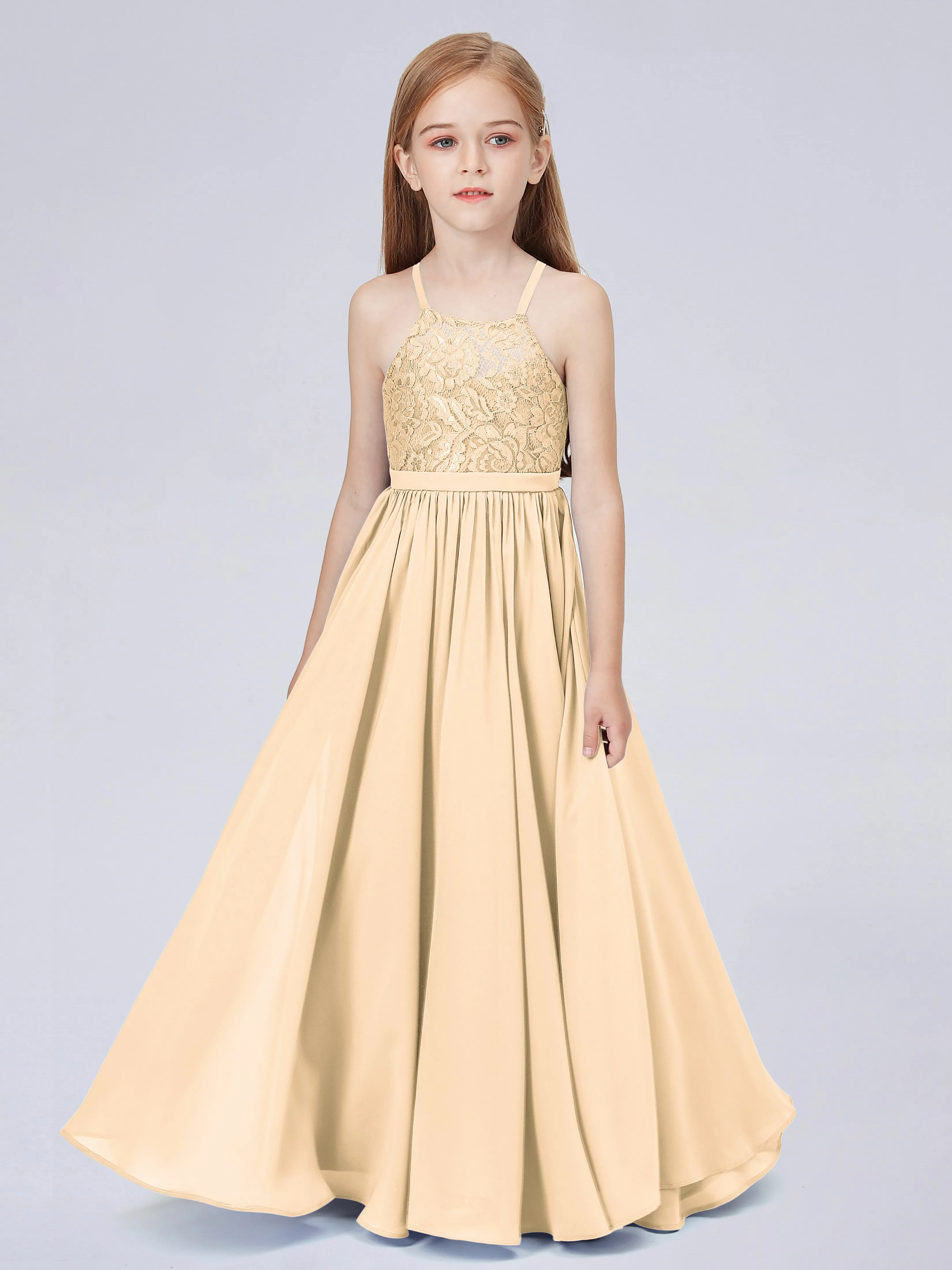 Halter Lace Junior Bridesmaid Dress