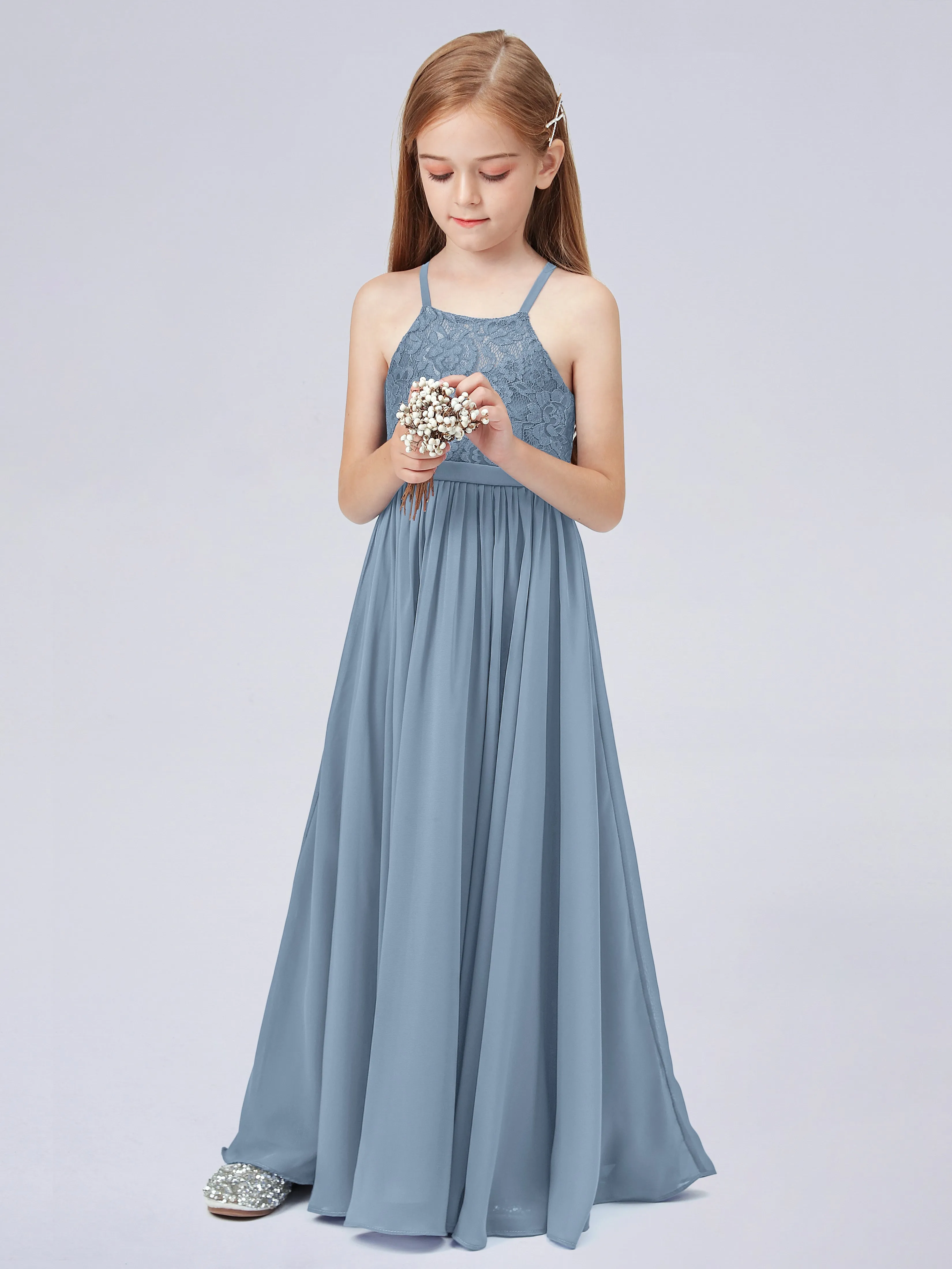 Halter Lace Junior Bridesmaid Dress