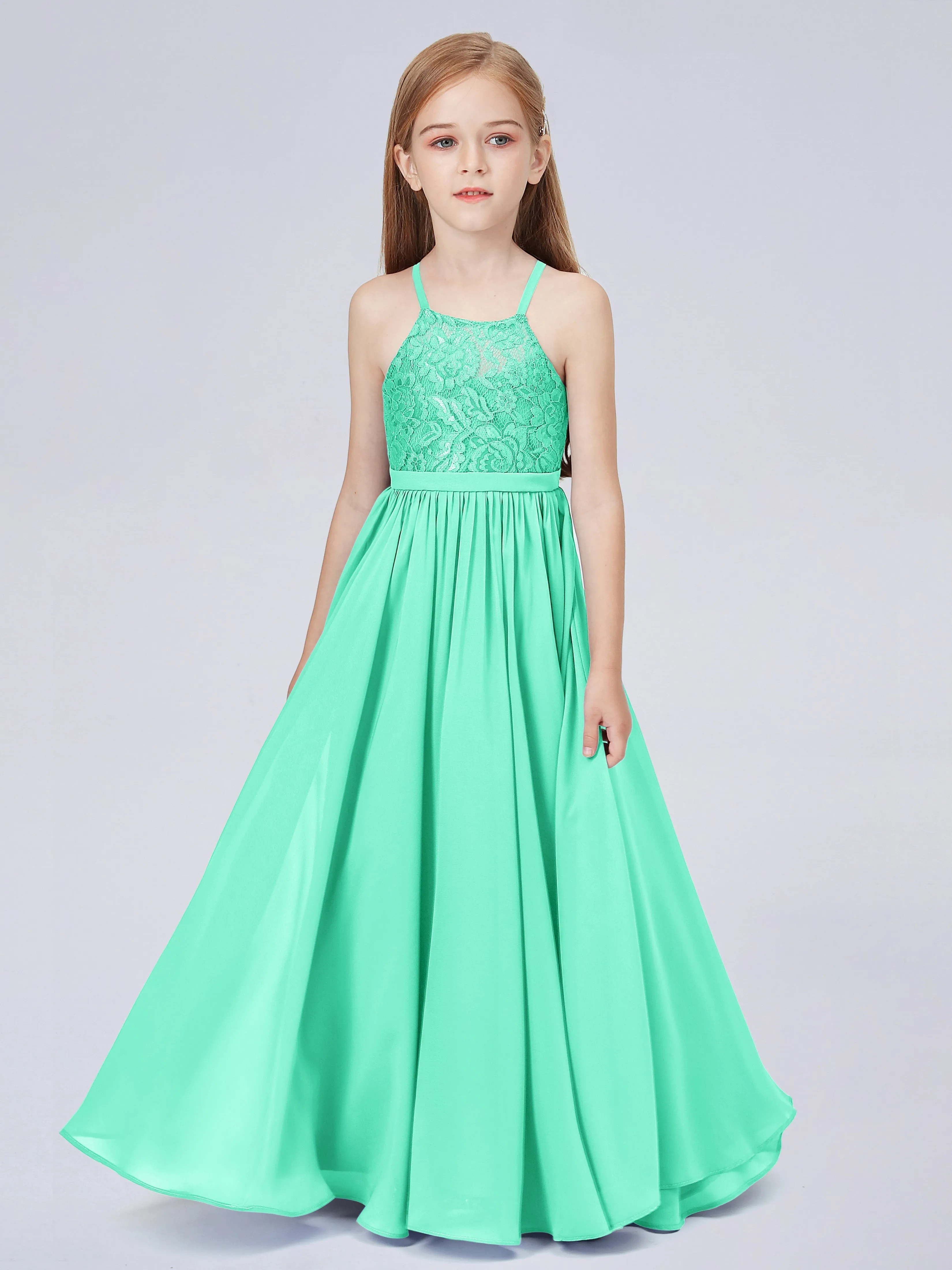 Halter Lace Junior Bridesmaid Dress