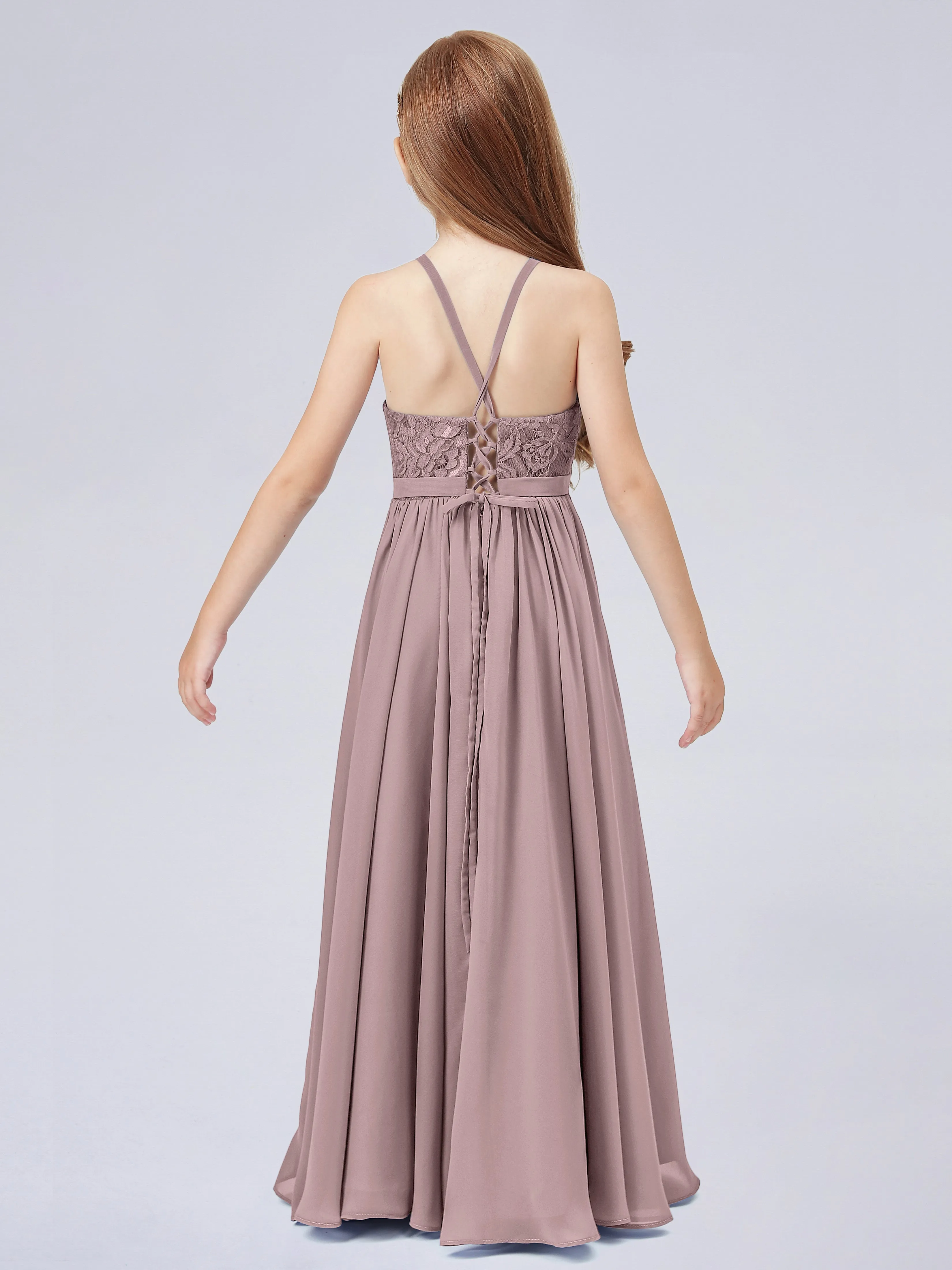 Halter Lace Junior Bridesmaid Dress