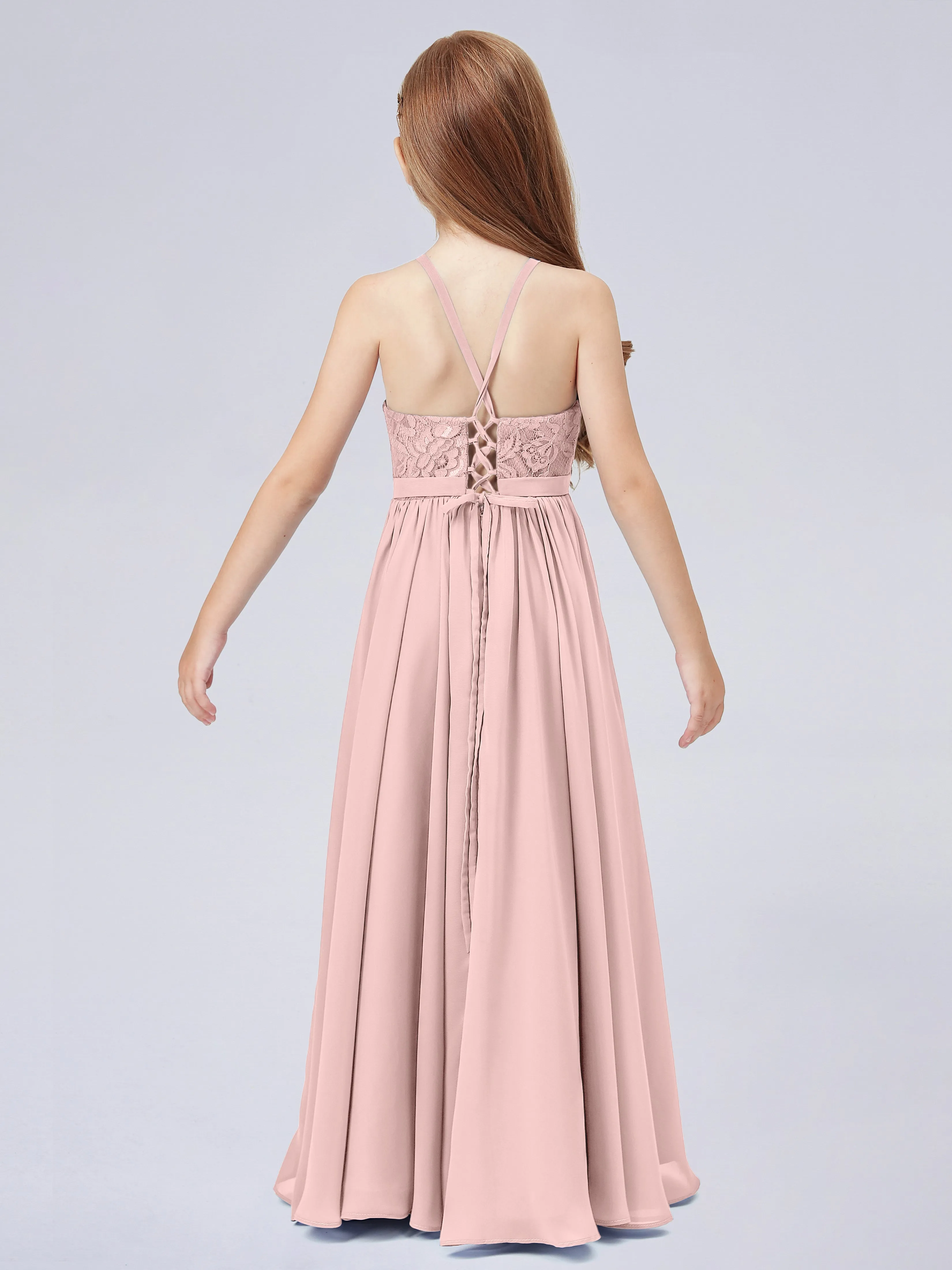 Halter Lace Junior Bridesmaid Dress