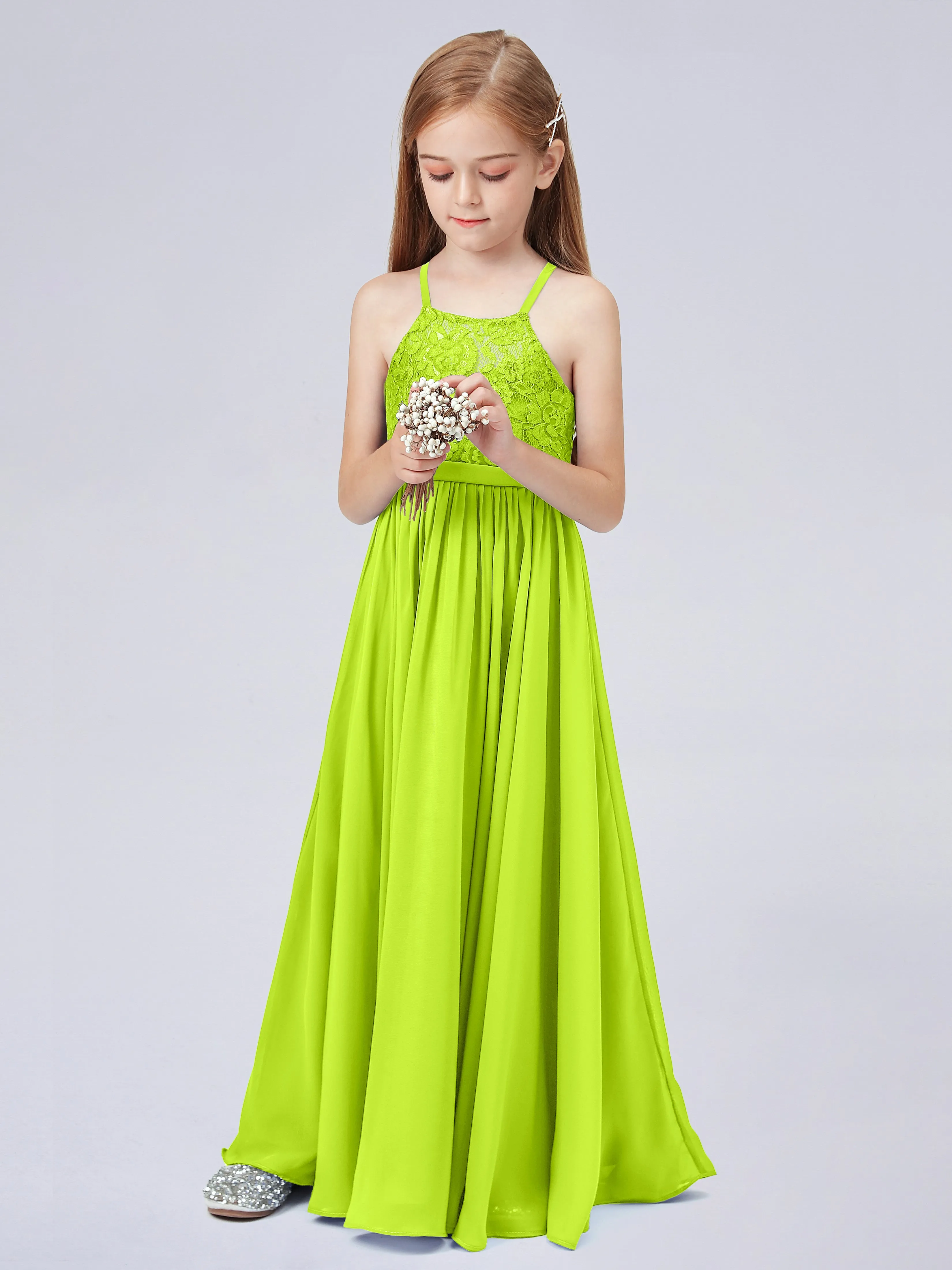 Halter Lace Junior Bridesmaid Dress