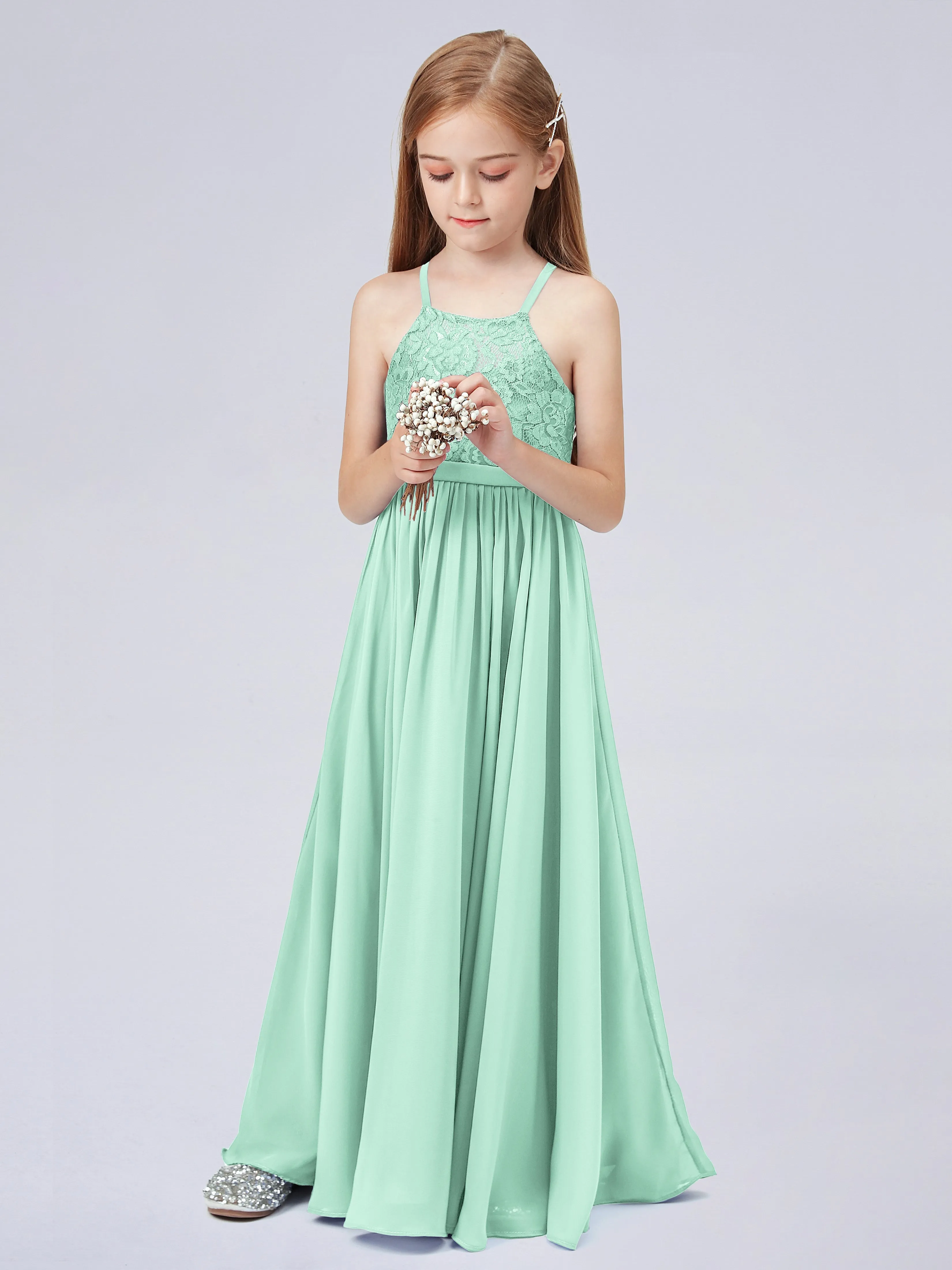 Halter Lace Junior Bridesmaid Dress