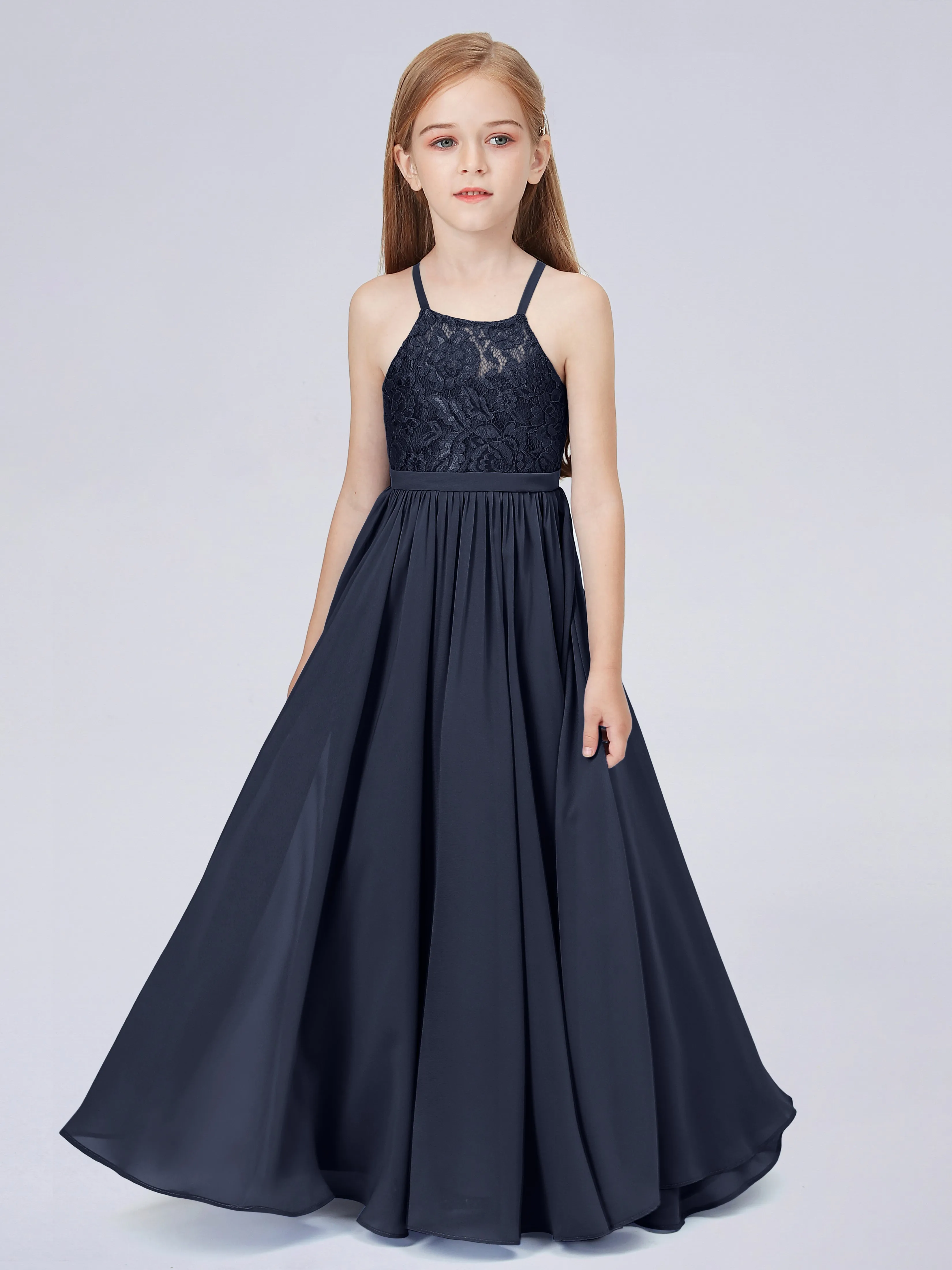 Halter Lace Junior Bridesmaid Dress