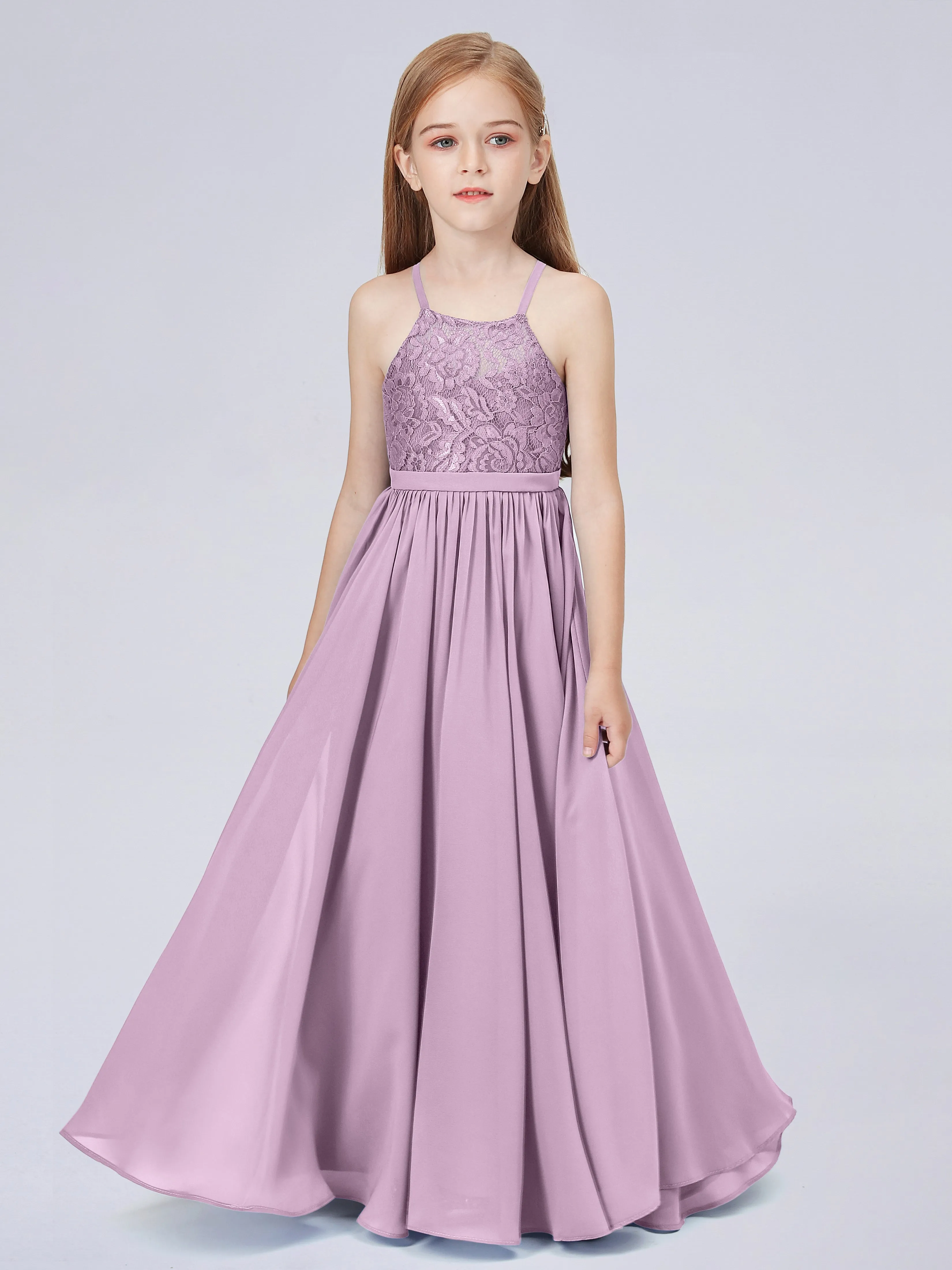 Halter Lace Junior Bridesmaid Dress