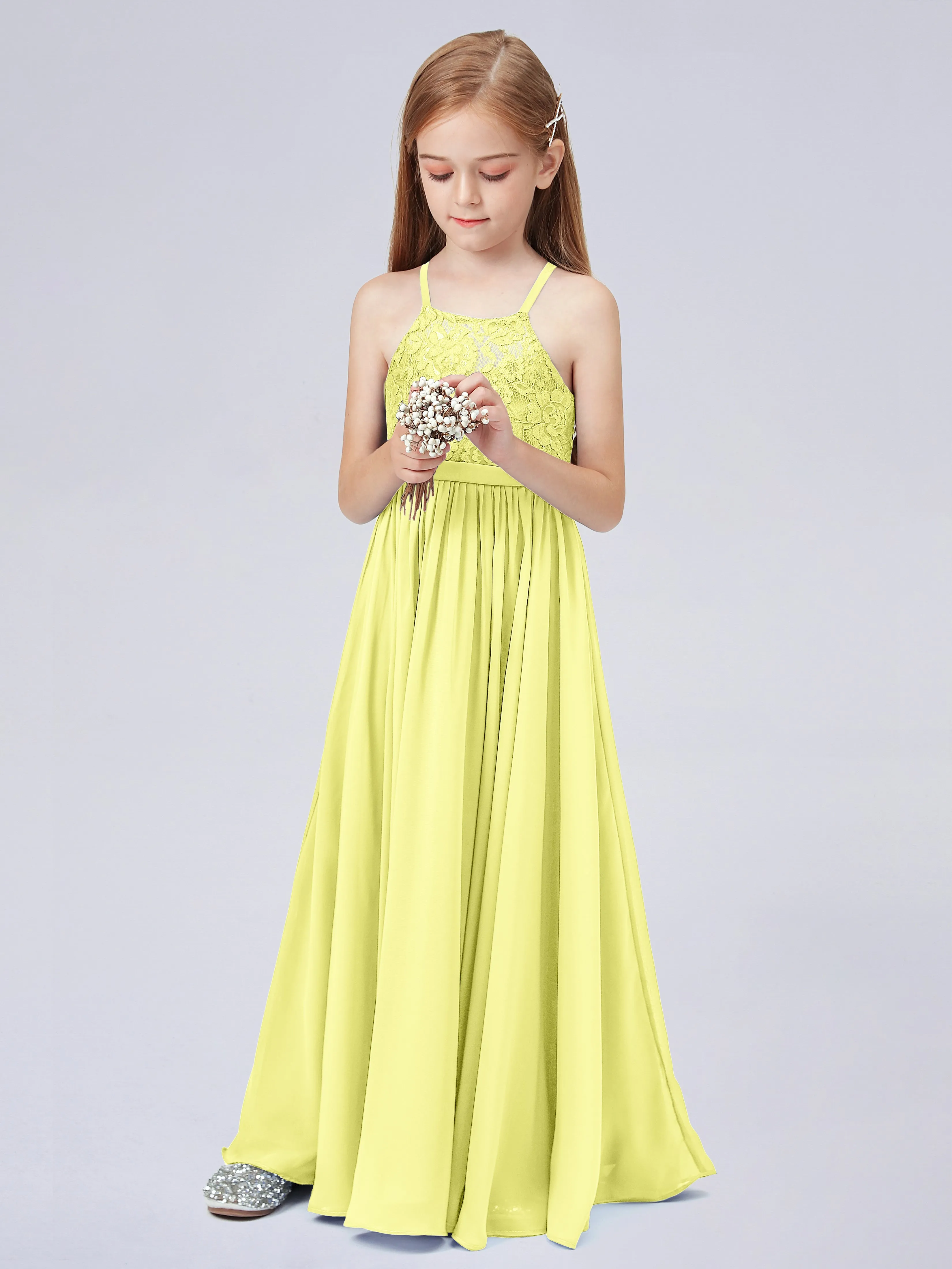 Halter Lace Junior Bridesmaid Dress