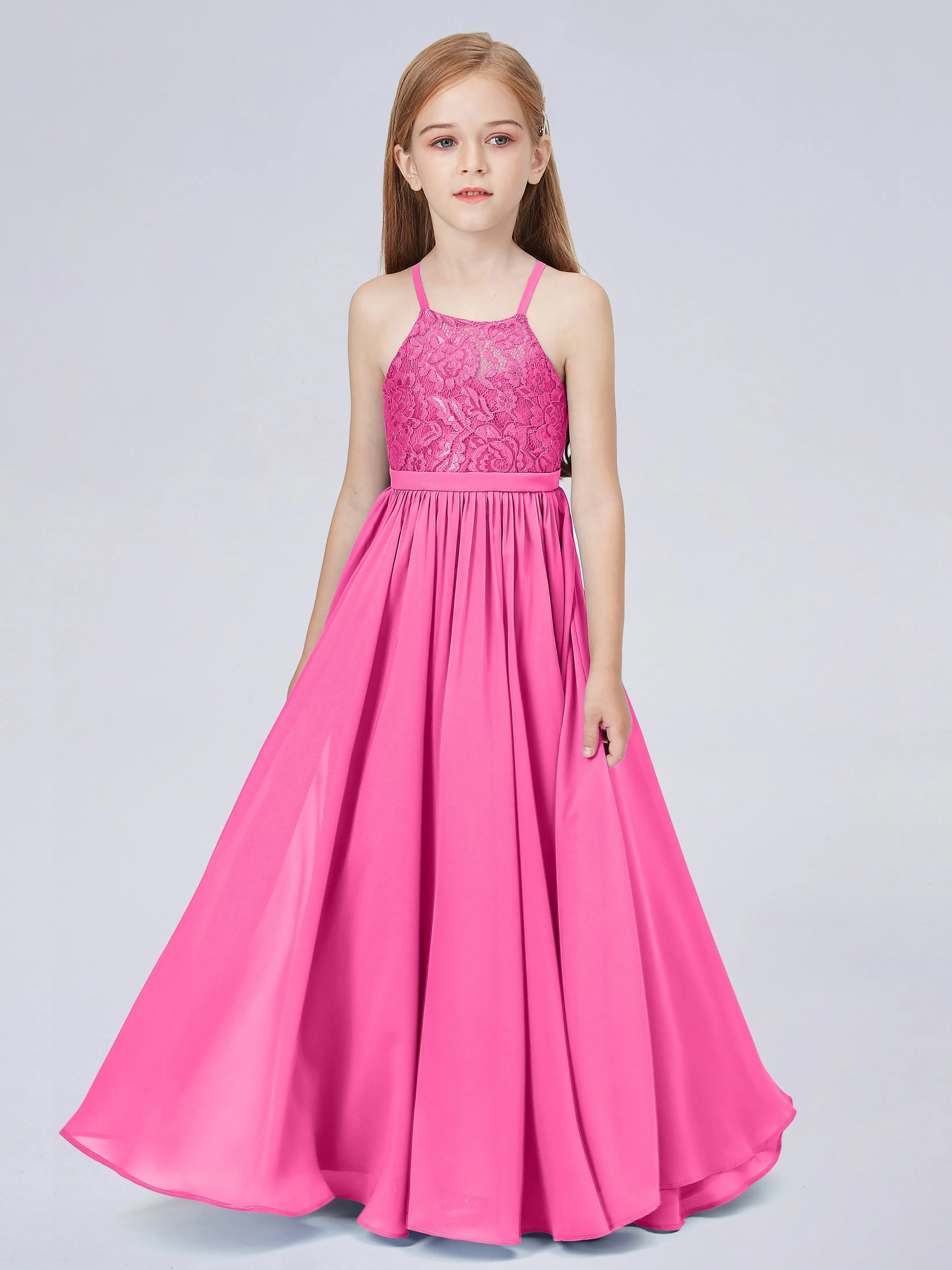 Halter Lace Junior Bridesmaid Dress