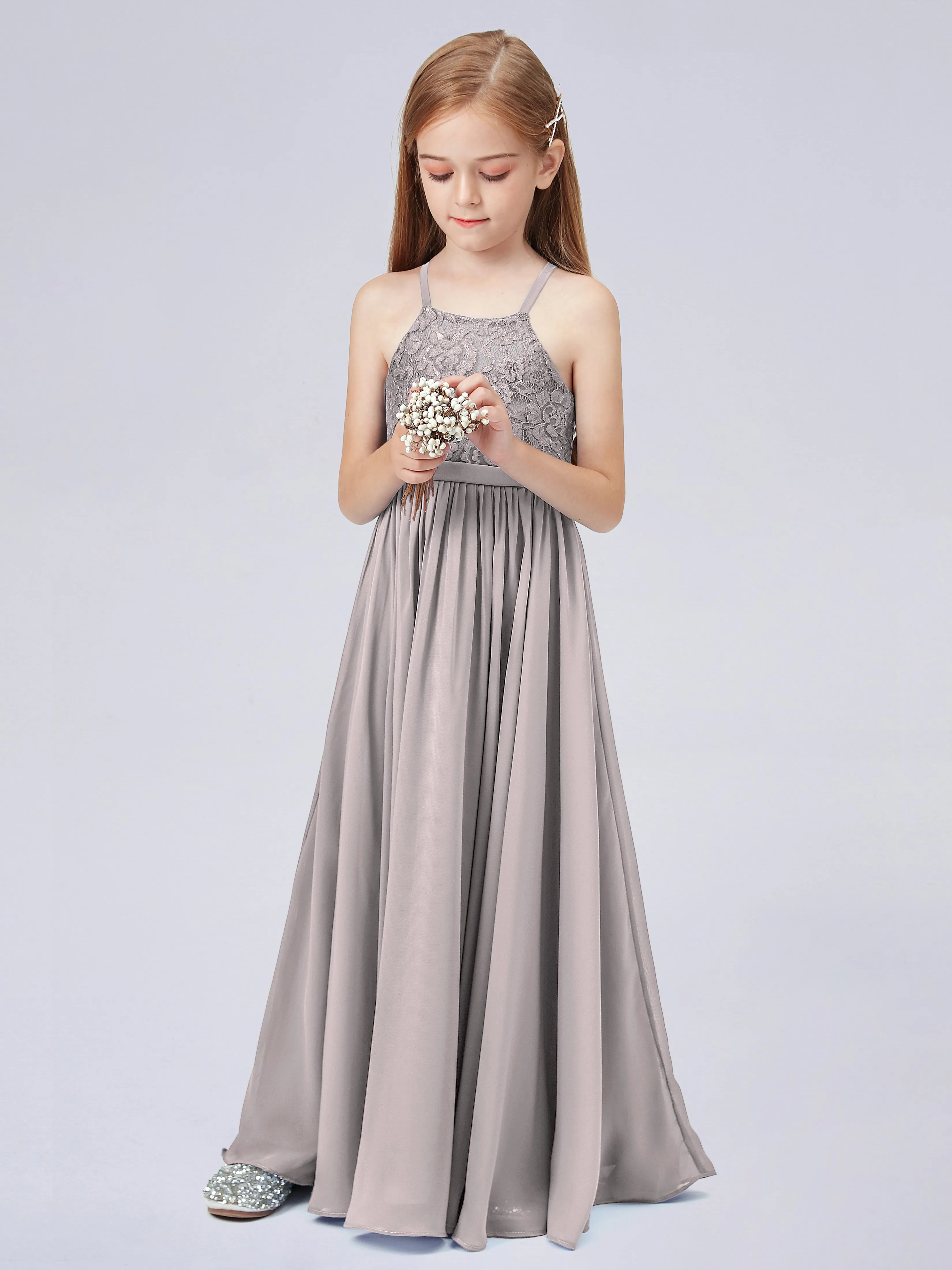 Halter Lace Junior Bridesmaid Dress