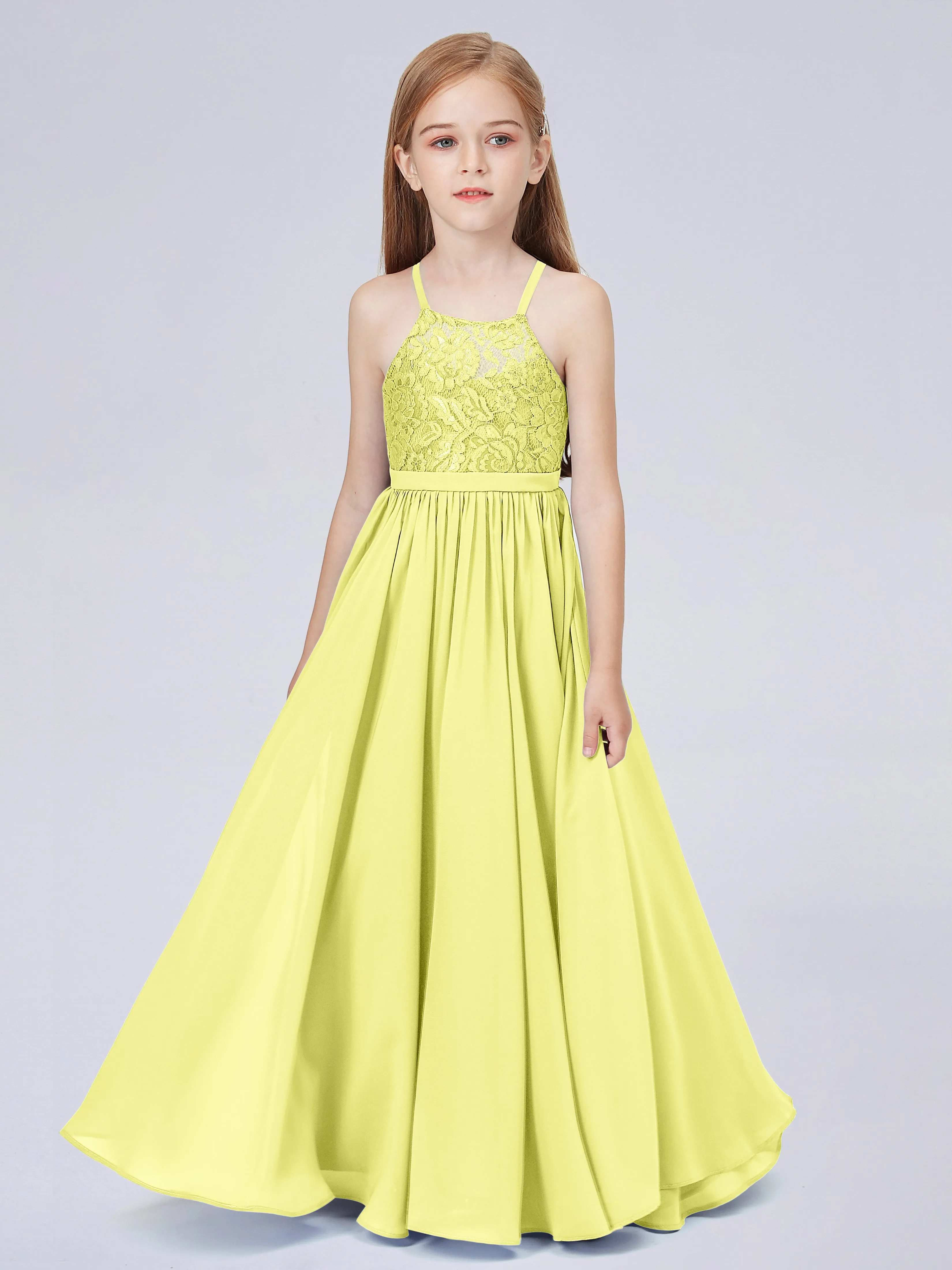 Halter Lace Junior Bridesmaid Dress