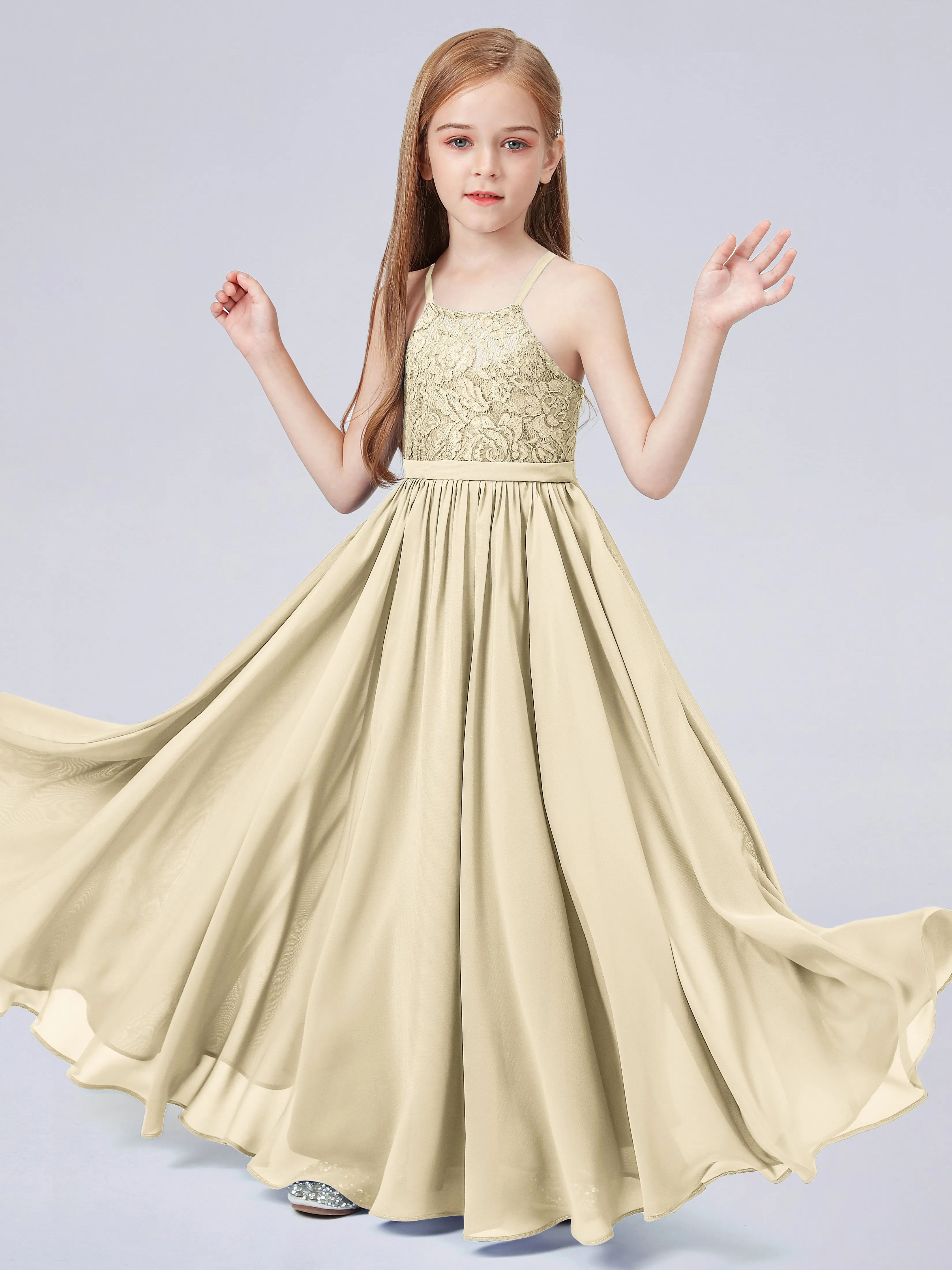 Halter Lace Junior Bridesmaid Dress