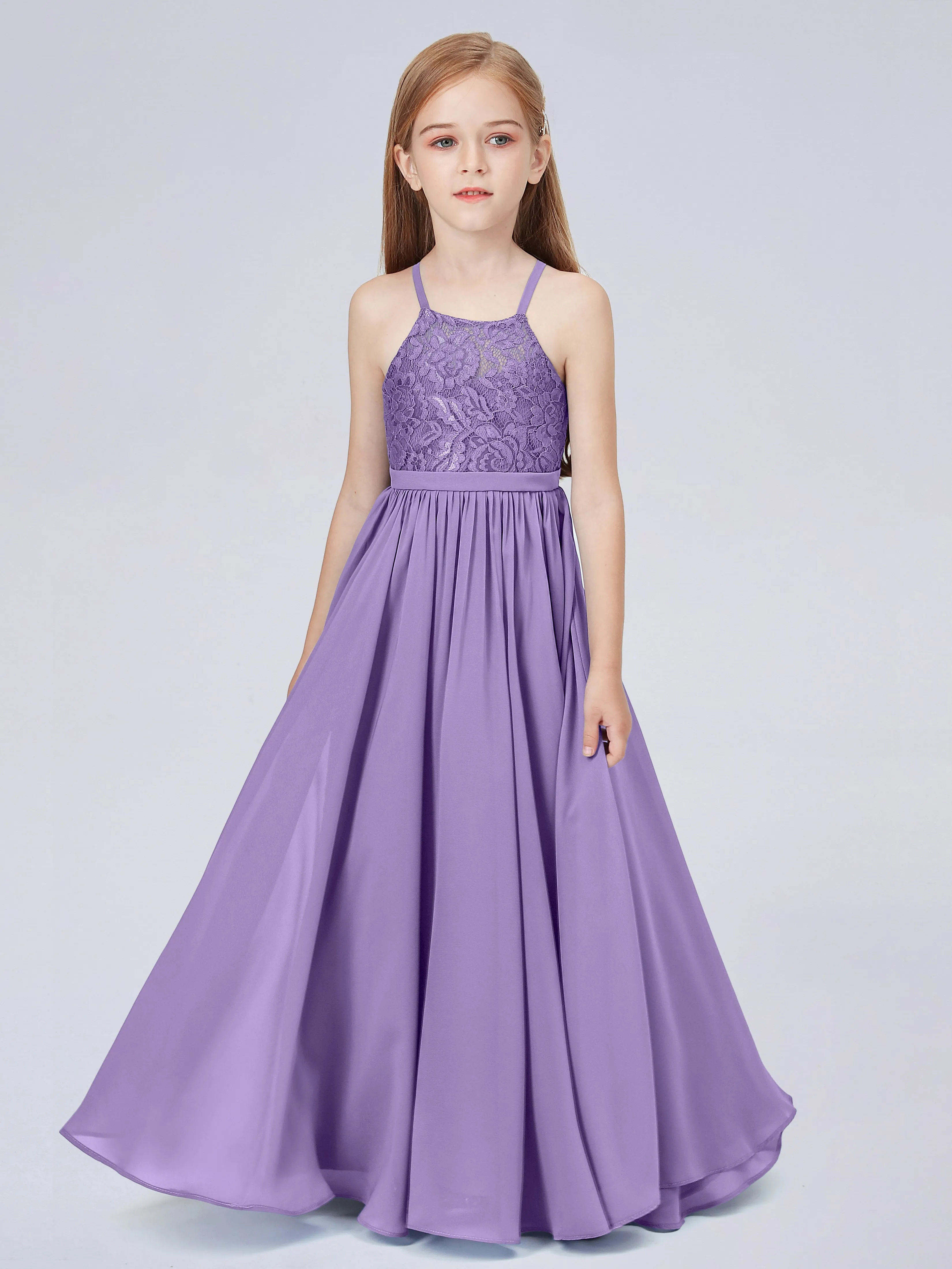 Halter Lace Junior Bridesmaid Dress