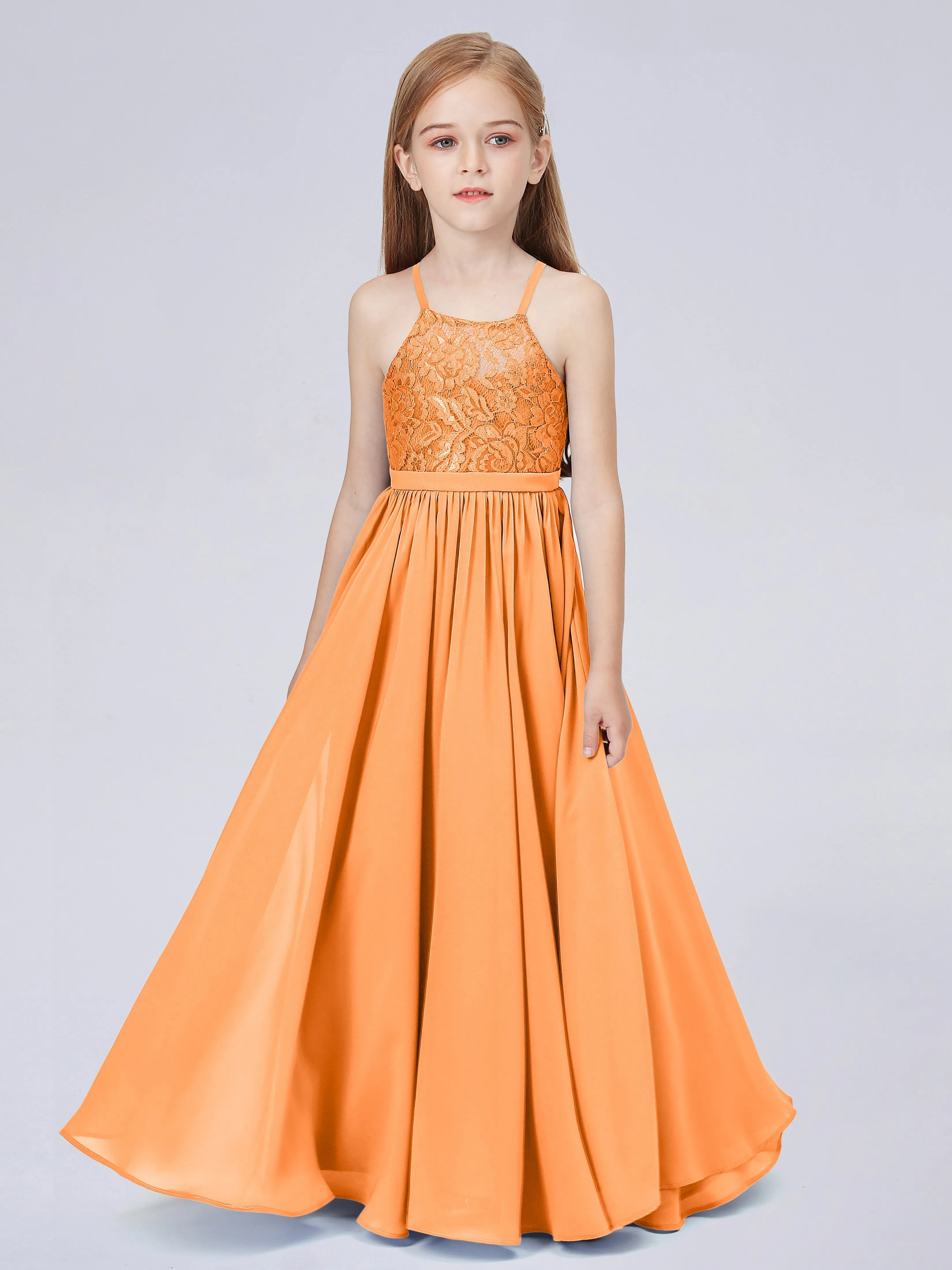 Halter Lace Junior Bridesmaid Dress