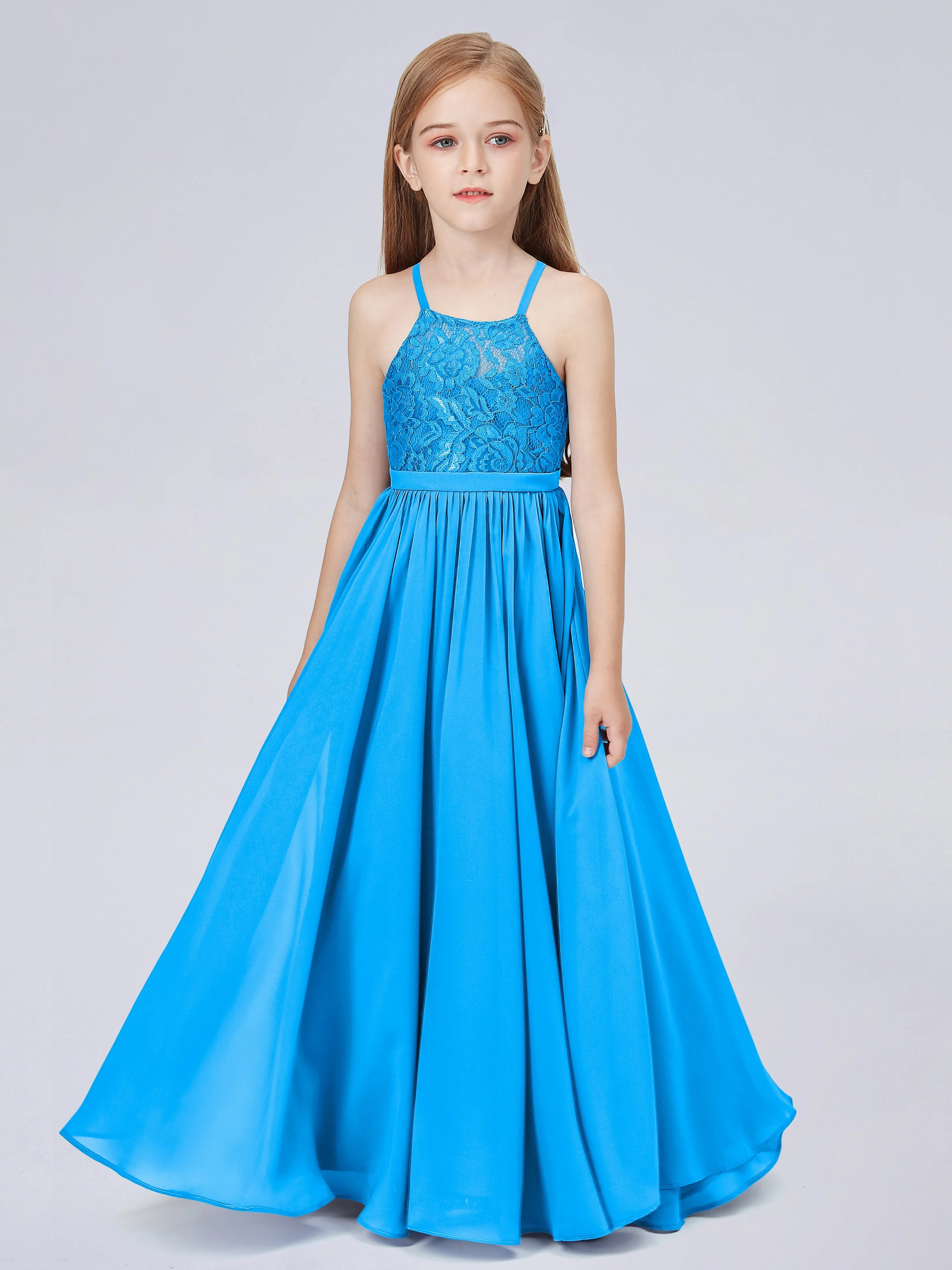 Halter Lace Junior Bridesmaid Dress