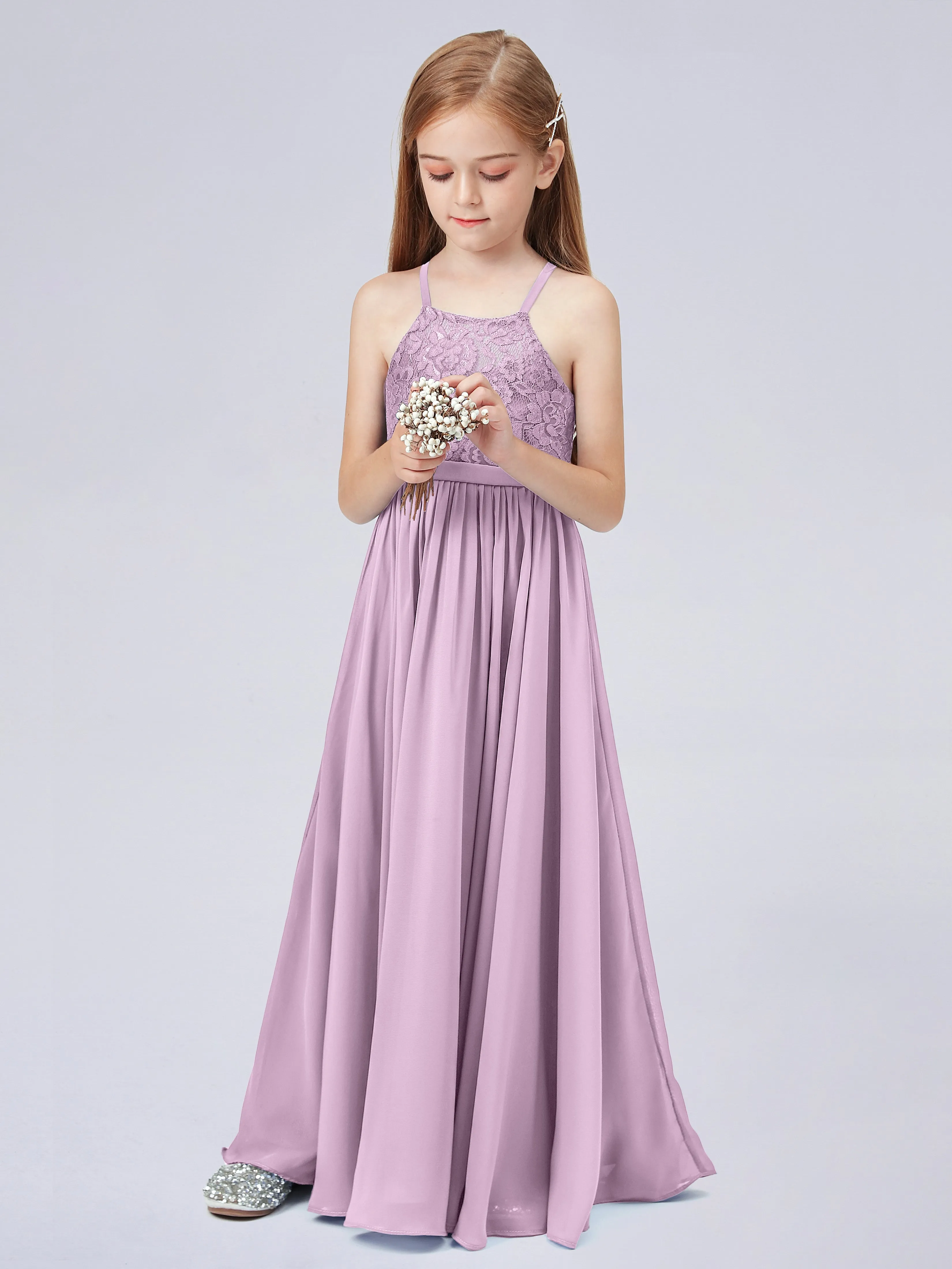 Halter Lace Junior Bridesmaid Dress