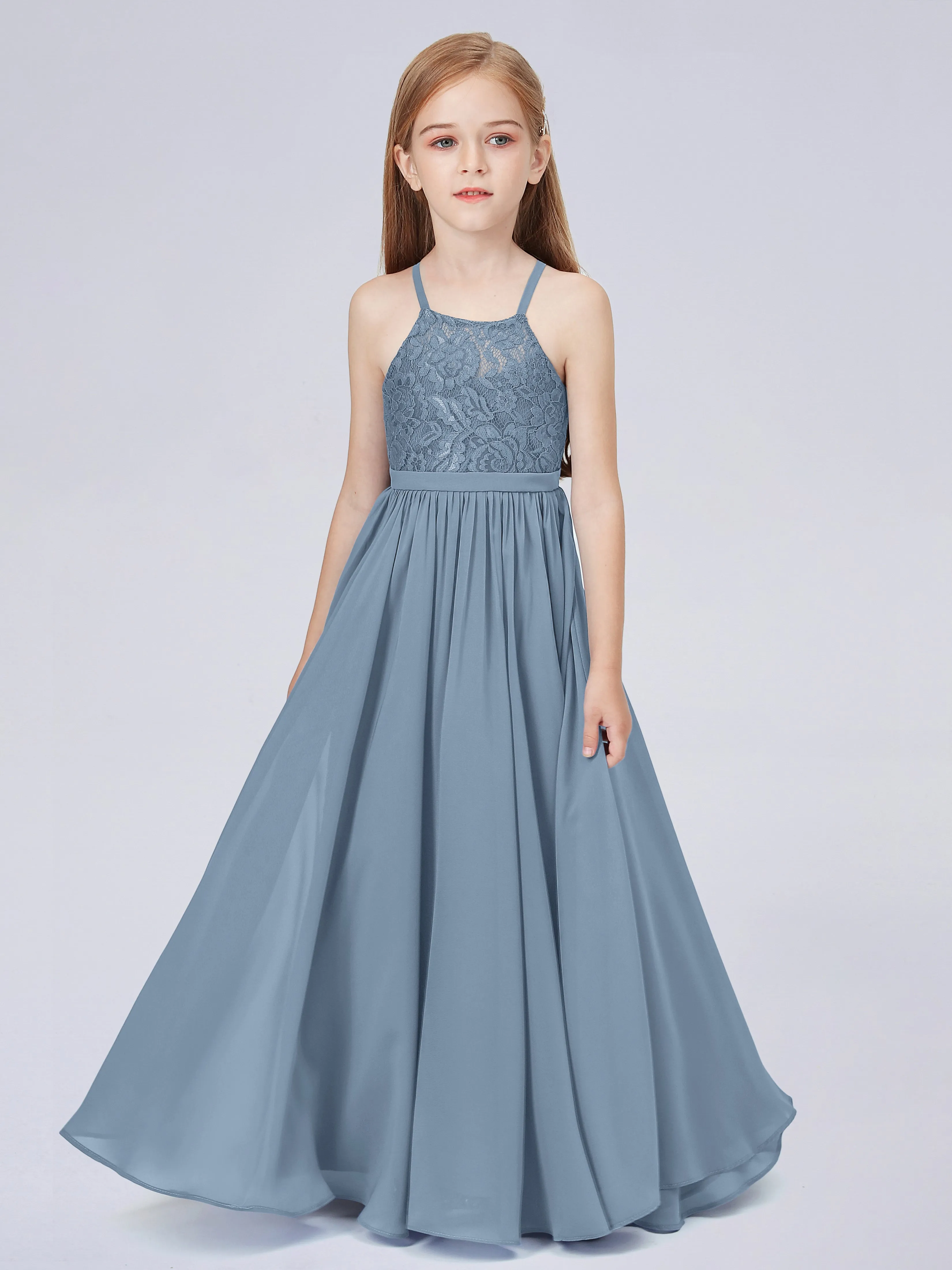 Halter Lace Junior Bridesmaid Dress