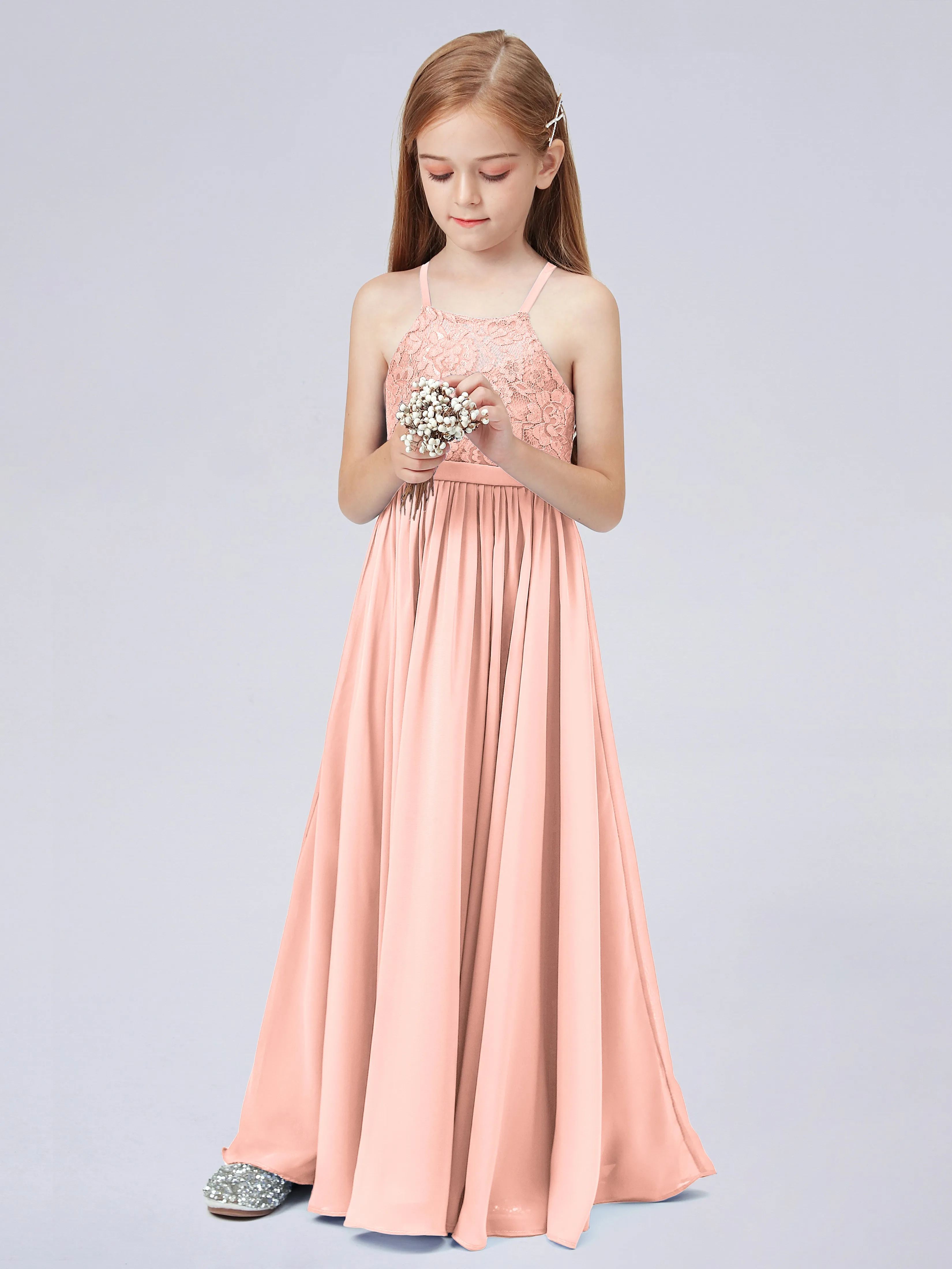 Halter Lace Junior Bridesmaid Dress