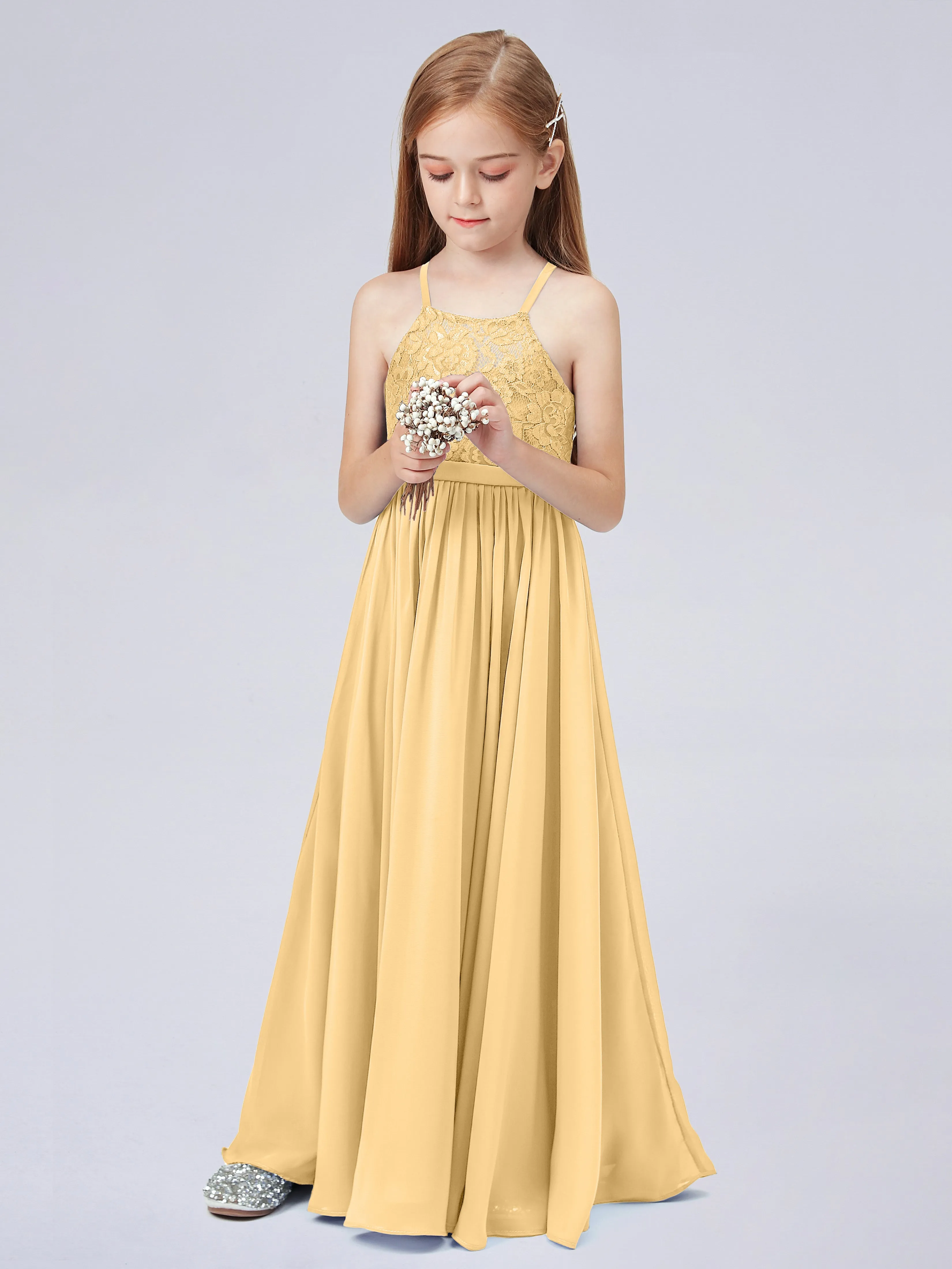 Halter Lace Junior Bridesmaid Dress