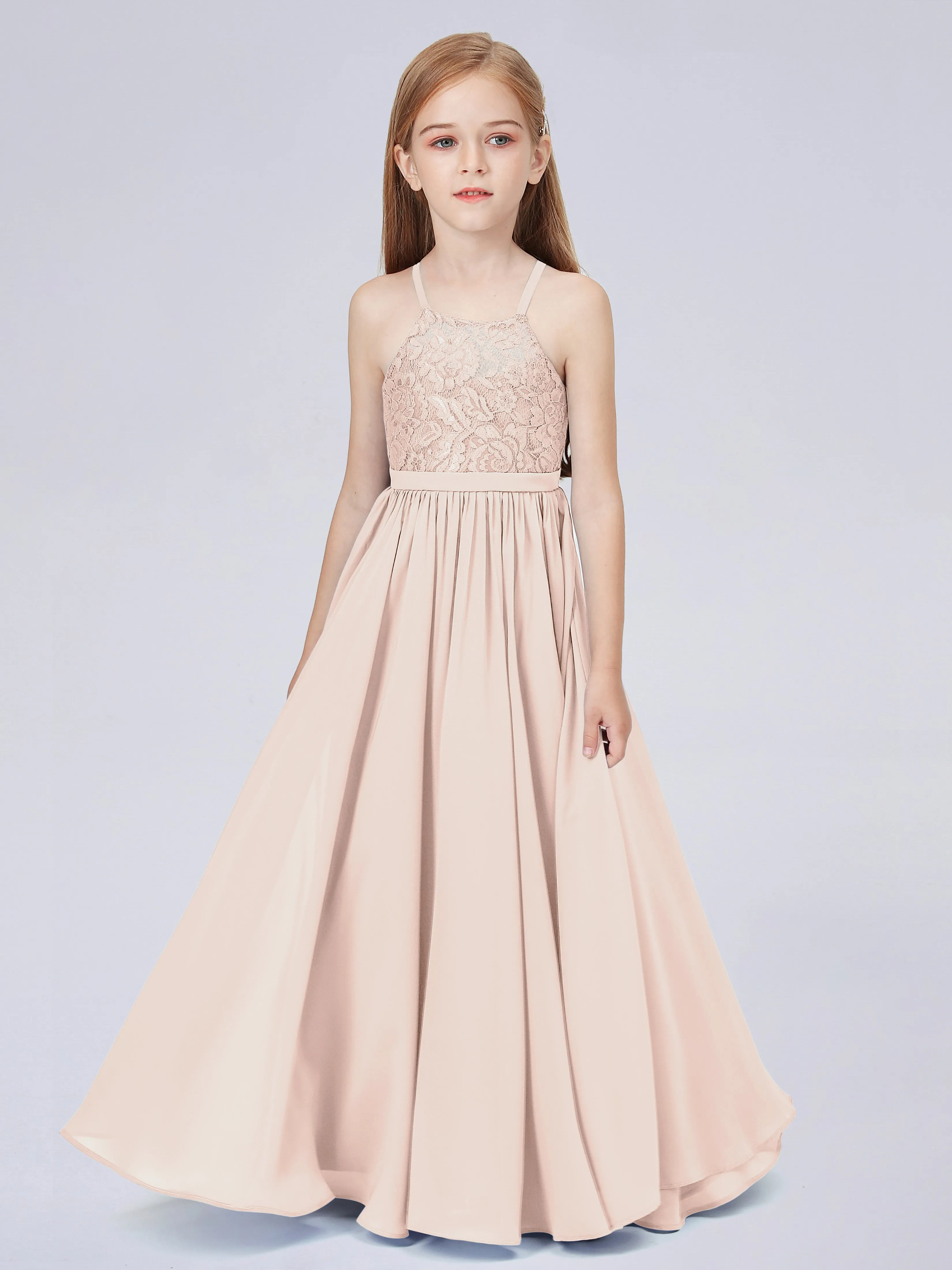 Halter Lace Junior Bridesmaid Dress