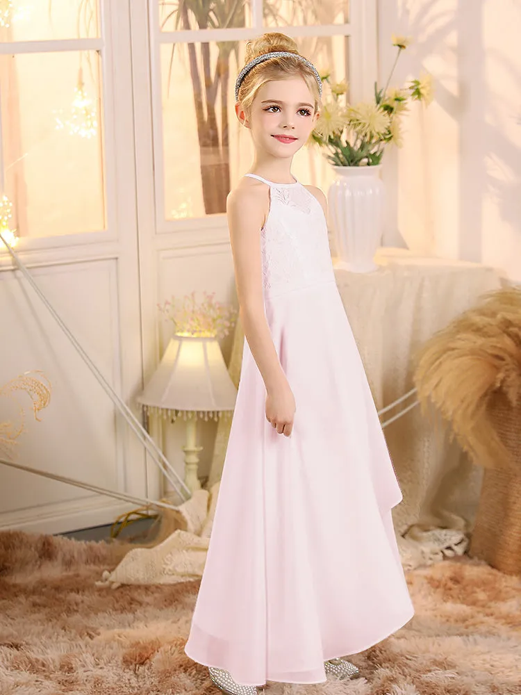 Halter Sleeveless Chiffon Junior Bridesmaid Dresses