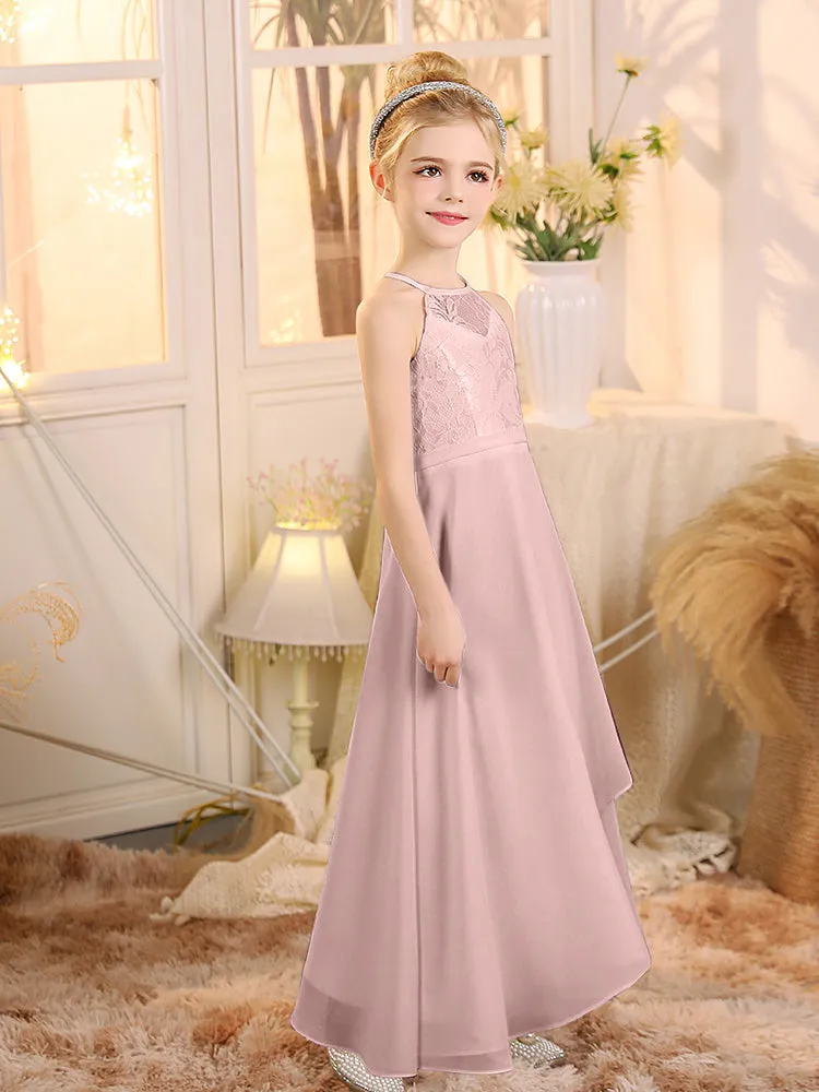 Halter Sleeveless Chiffon Junior Bridesmaid Dresses