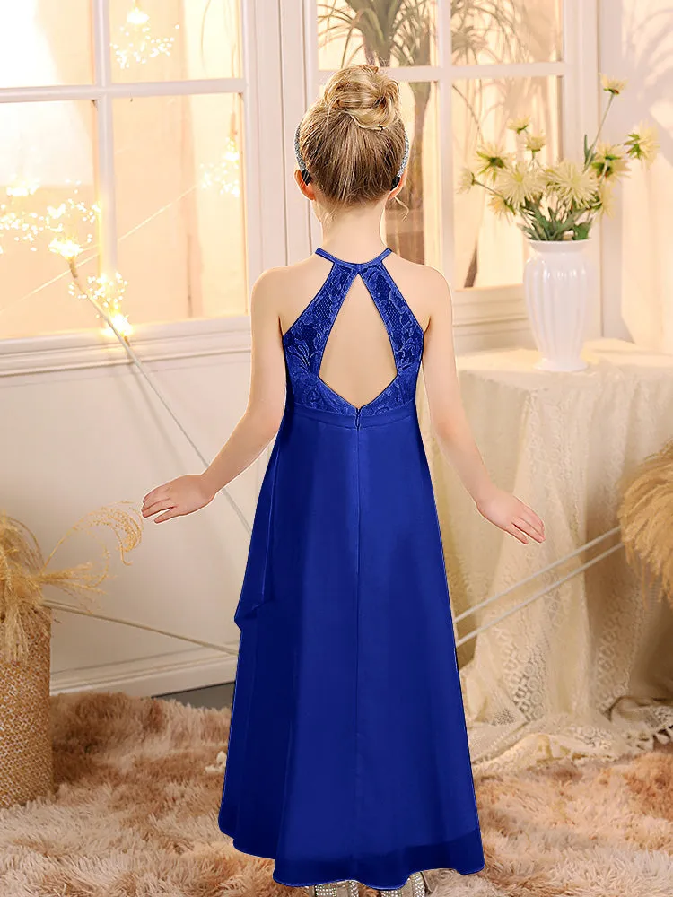 Halter Sleeveless Chiffon Junior Bridesmaid Dresses