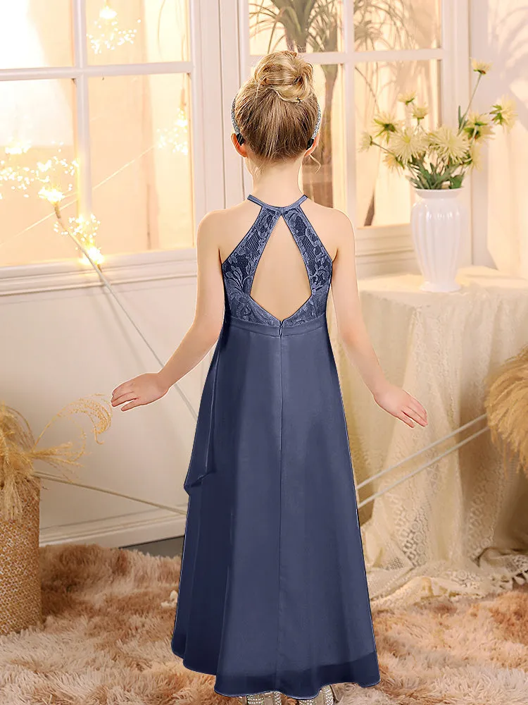 Halter Sleeveless Chiffon Junior Bridesmaid Dresses