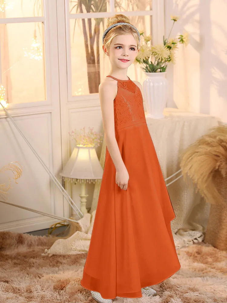 Halter Sleeveless Chiffon Junior Bridesmaid Dresses