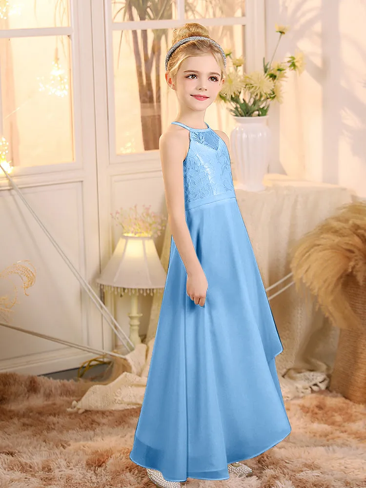 Halter Sleeveless Chiffon Junior Bridesmaid Dresses