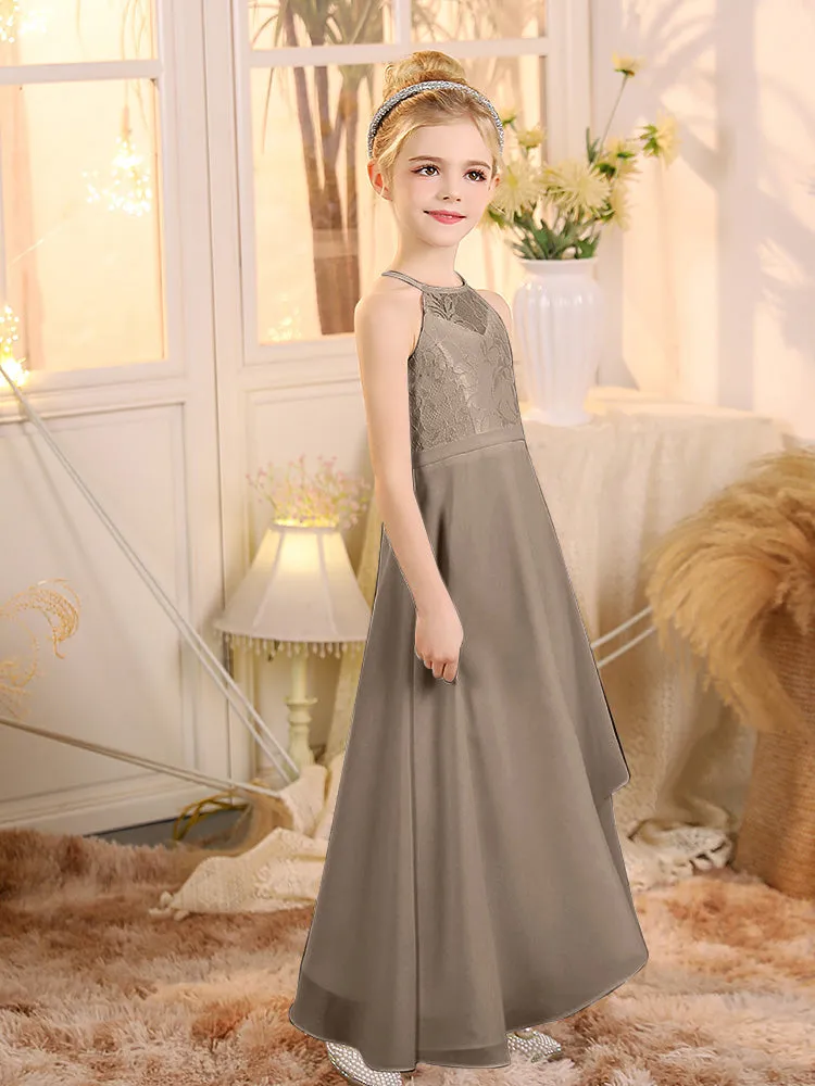 Halter Sleeveless Chiffon Junior Bridesmaid Dresses