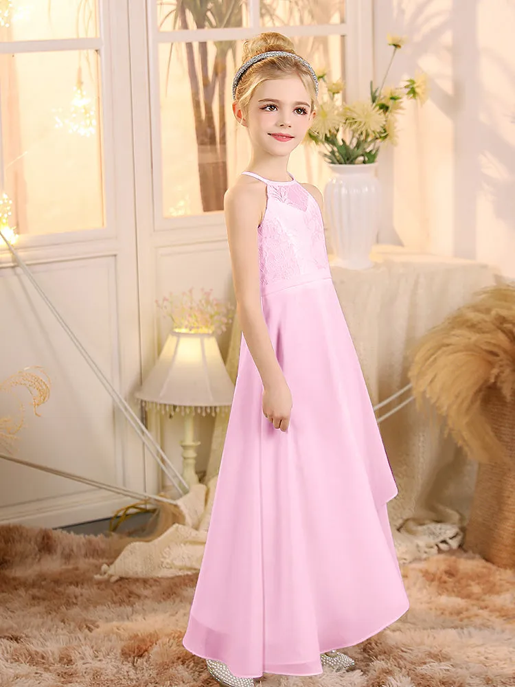 Halter Sleeveless Chiffon Junior Bridesmaid Dresses