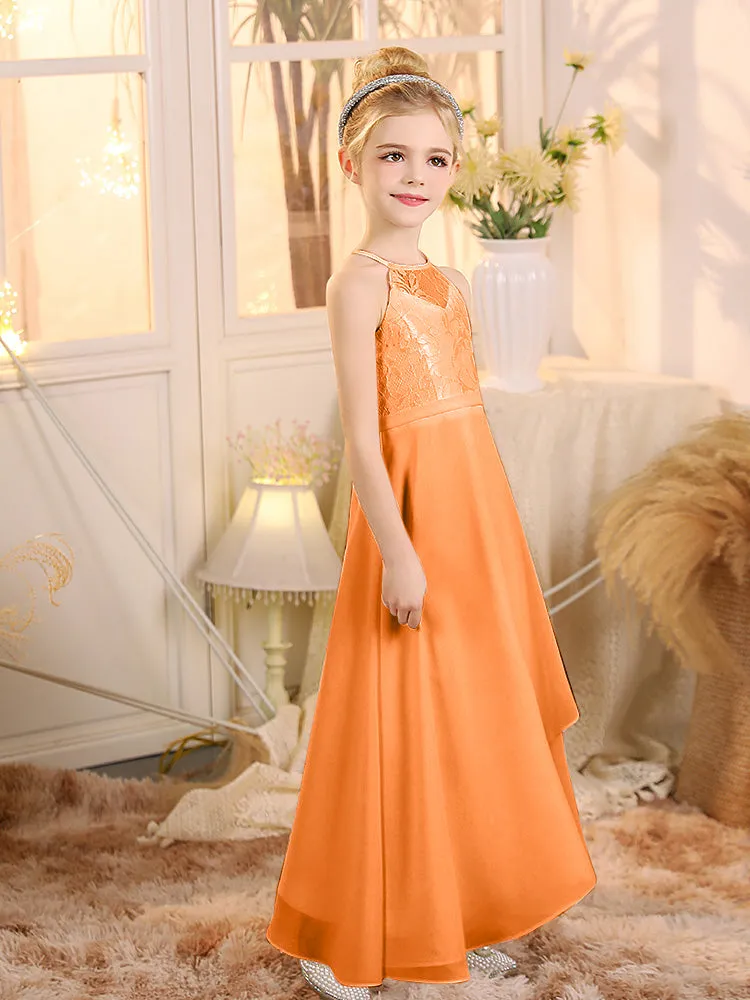 Halter Sleeveless Chiffon Junior Bridesmaid Dresses