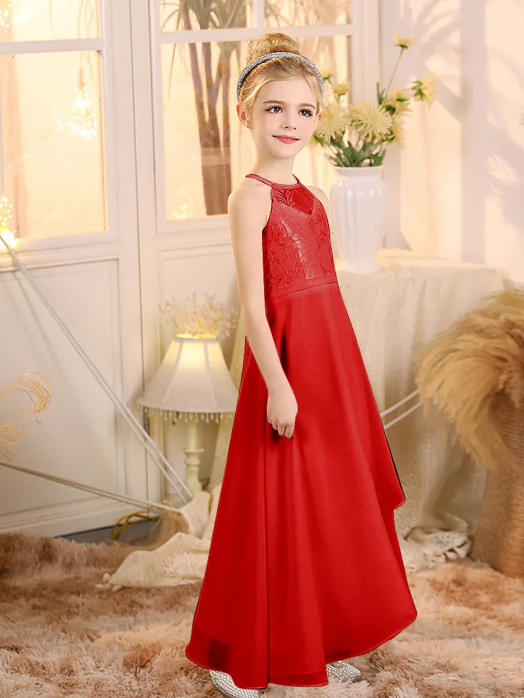 Halter Sleeveless Chiffon Junior Bridesmaid Dresses