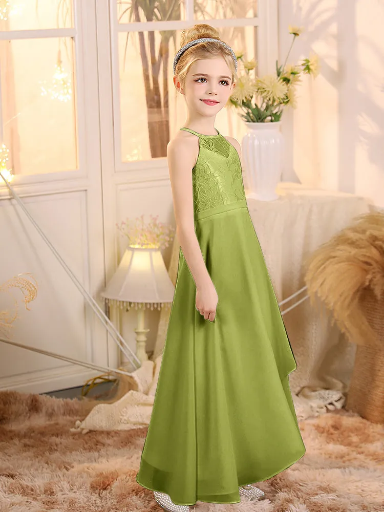 Halter Sleeveless Chiffon Junior Bridesmaid Dresses