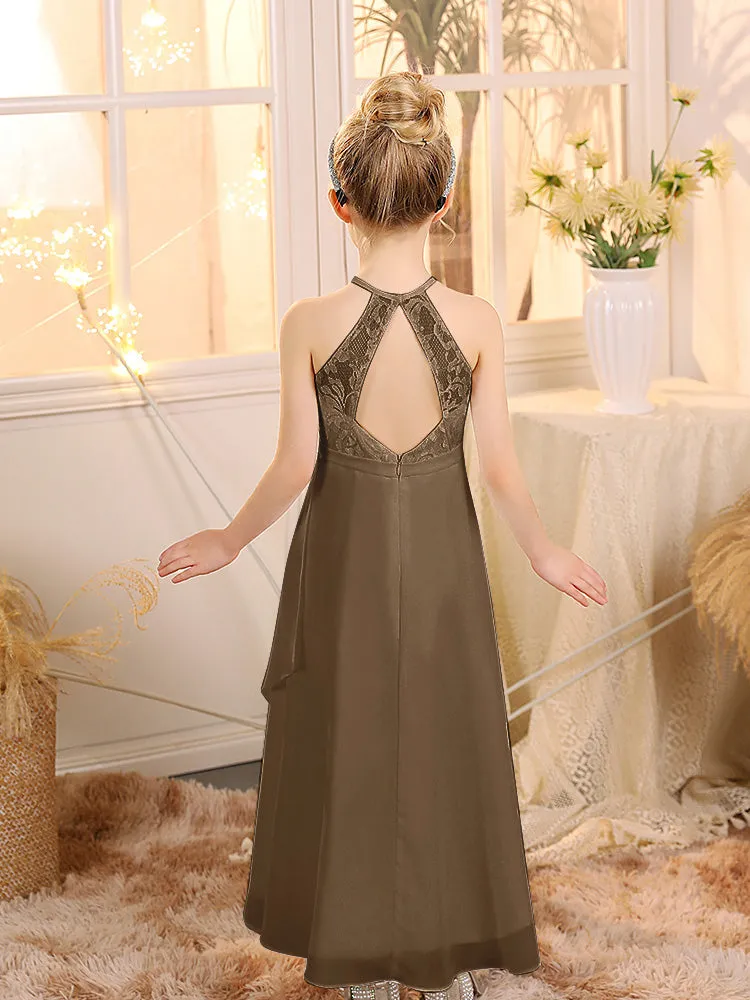 Halter Sleeveless Chiffon Junior Bridesmaid Dresses