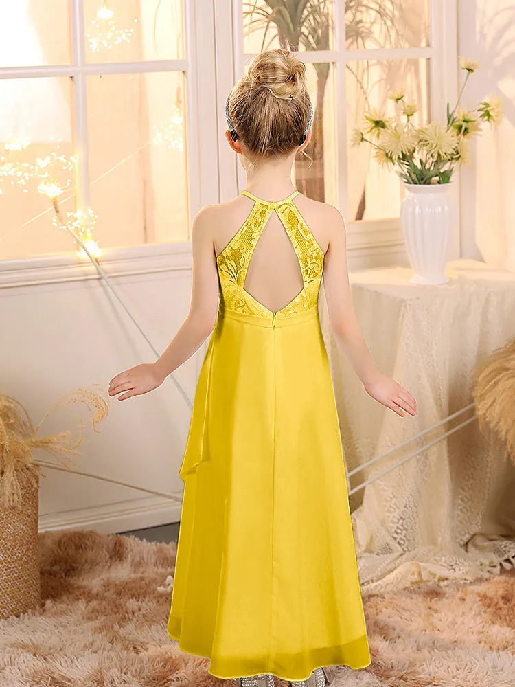 Halter Sleeveless Chiffon Junior Bridesmaid Dresses