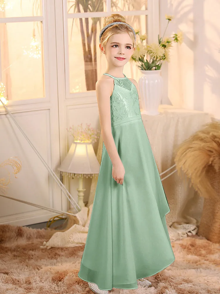 Halter Sleeveless Chiffon Junior Bridesmaid Dresses