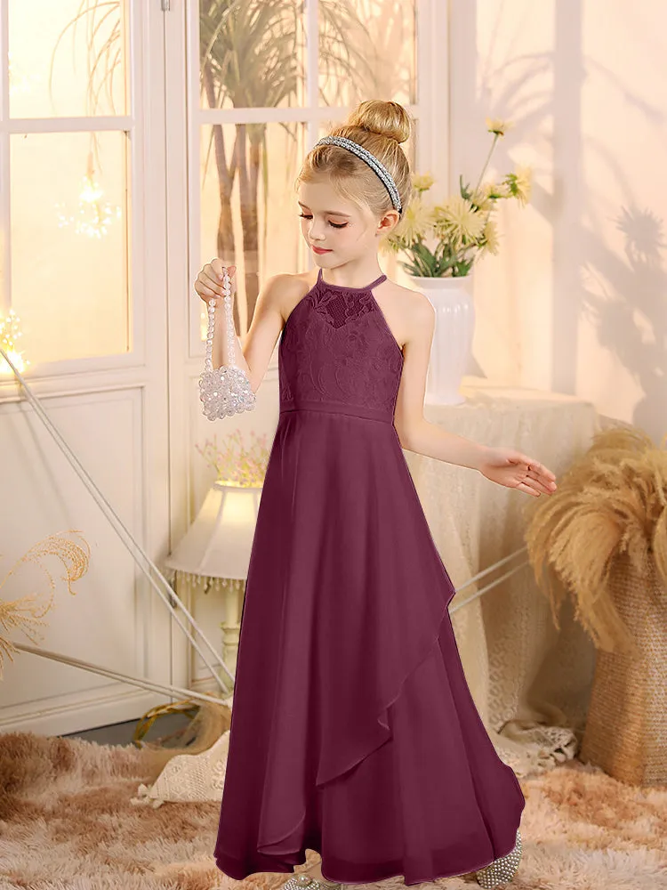 Halter Sleeveless Chiffon Junior Bridesmaid Dresses