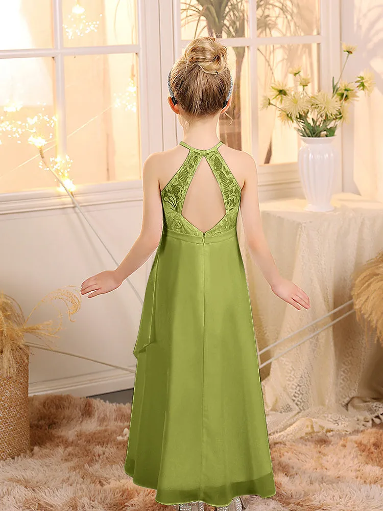 Halter Sleeveless Chiffon Junior Bridesmaid Dresses