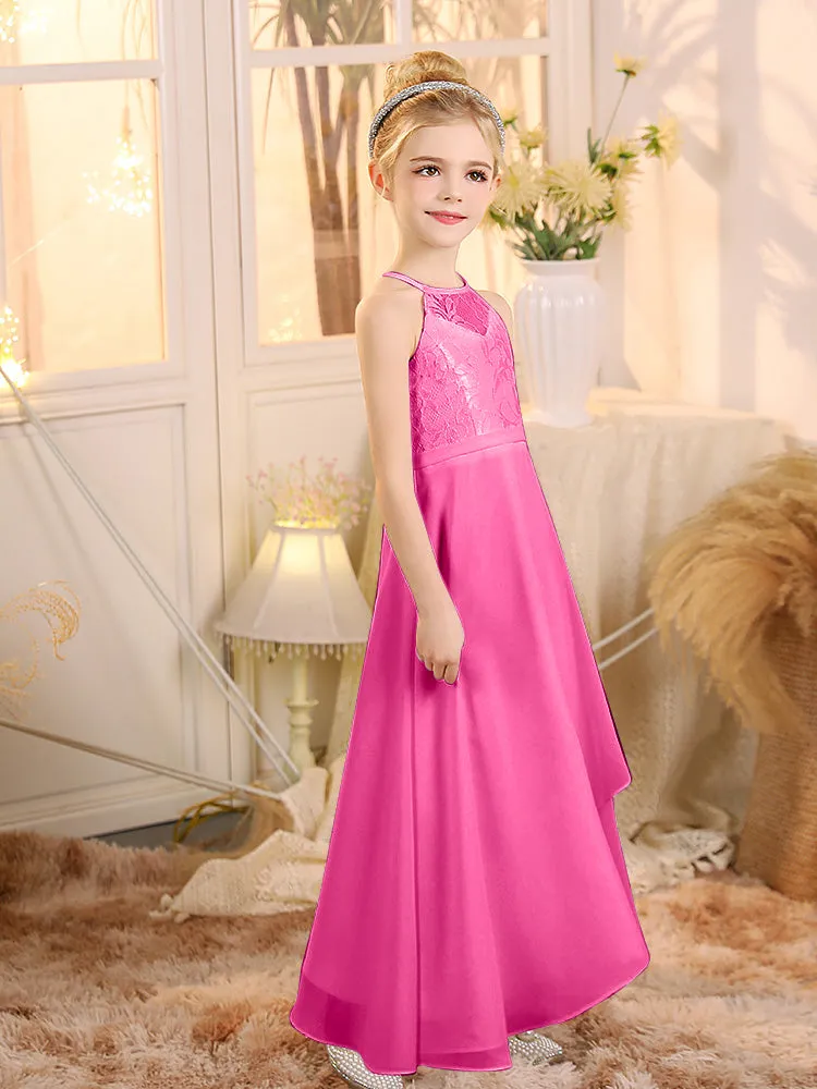 Halter Sleeveless Chiffon Junior Bridesmaid Dresses