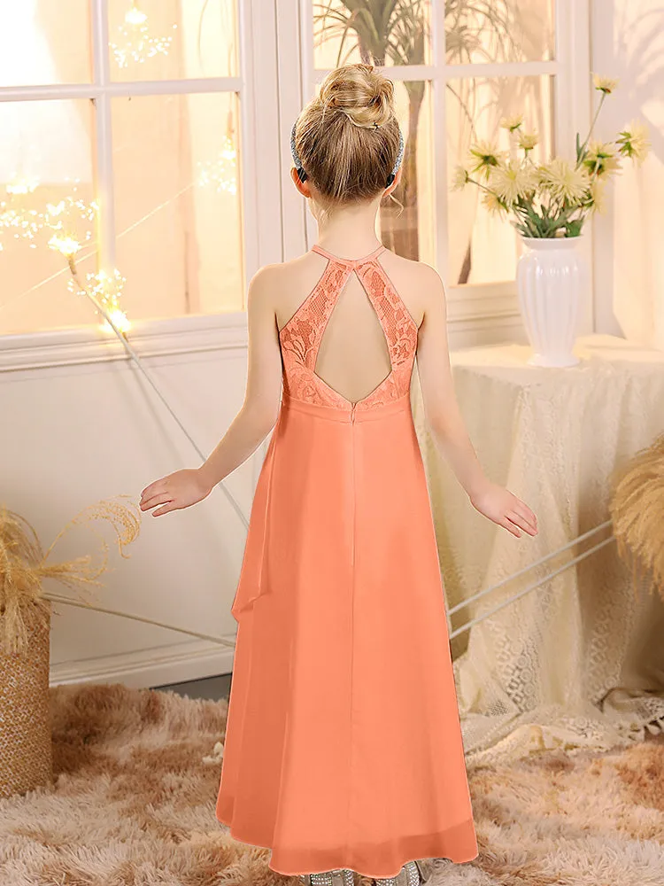 Halter Sleeveless Chiffon Junior Bridesmaid Dresses