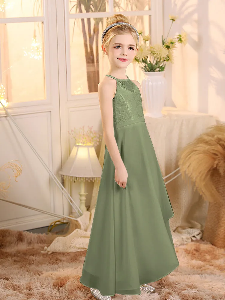 Halter Sleeveless Chiffon Junior Bridesmaid Dresses