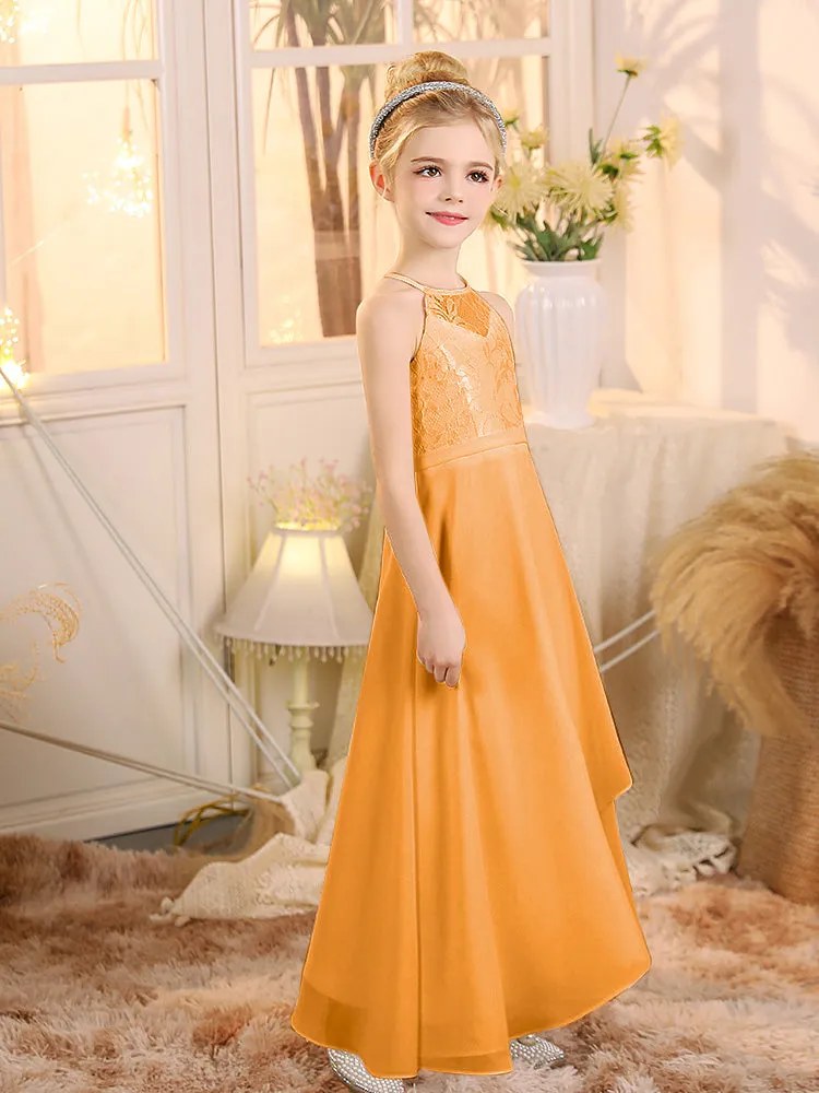 Halter Sleeveless Chiffon Junior Bridesmaid Dresses