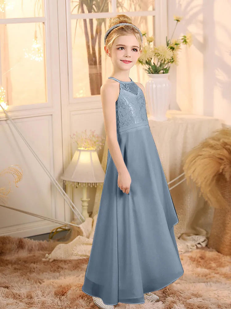 Halter Sleeveless Chiffon Junior Bridesmaid Dresses