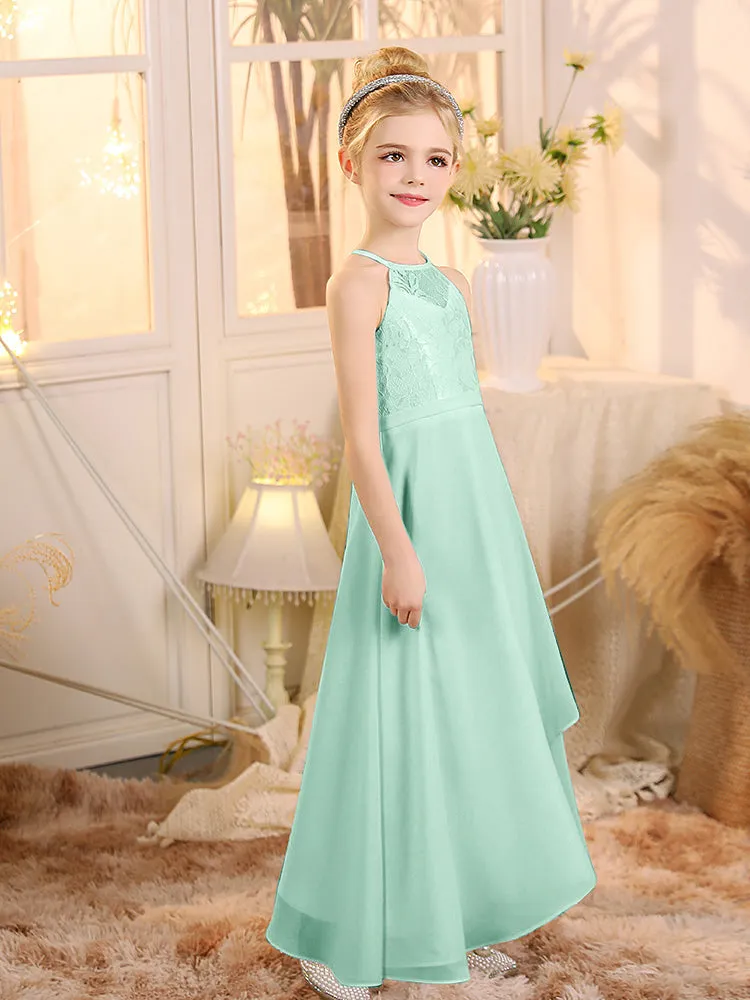 Halter Sleeveless Chiffon Junior Bridesmaid Dresses